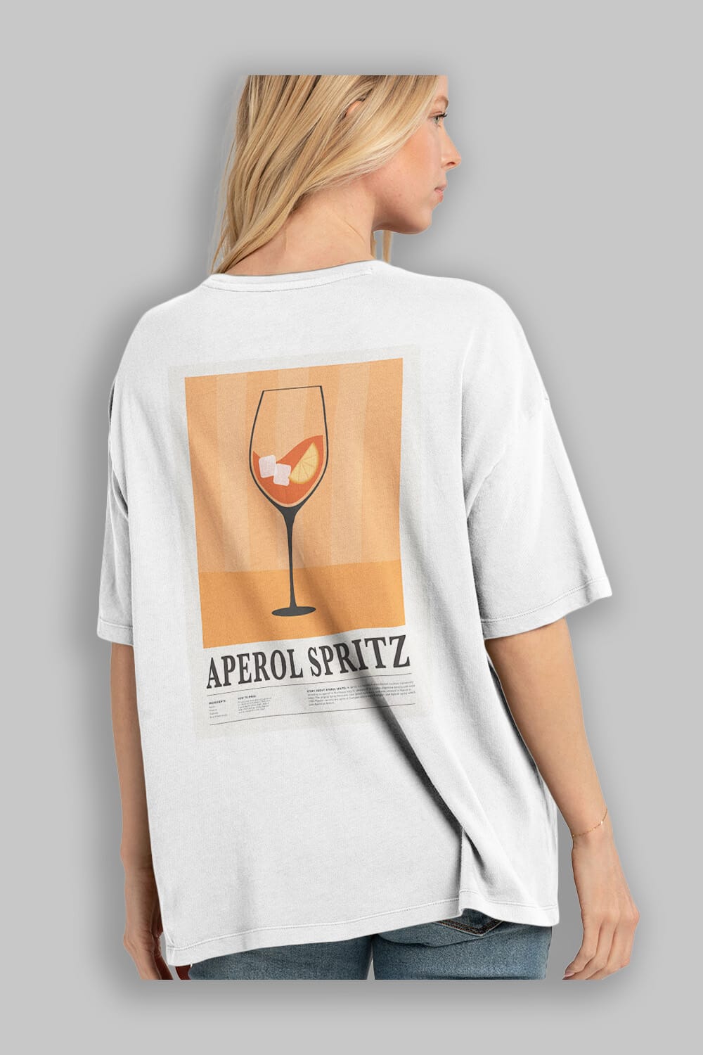 Aperol Spritz 8 Arka Baskılı Oversize t-shirt Erkek Kadın Unisex %100 Pamuk Bisiklet Yaka tişort