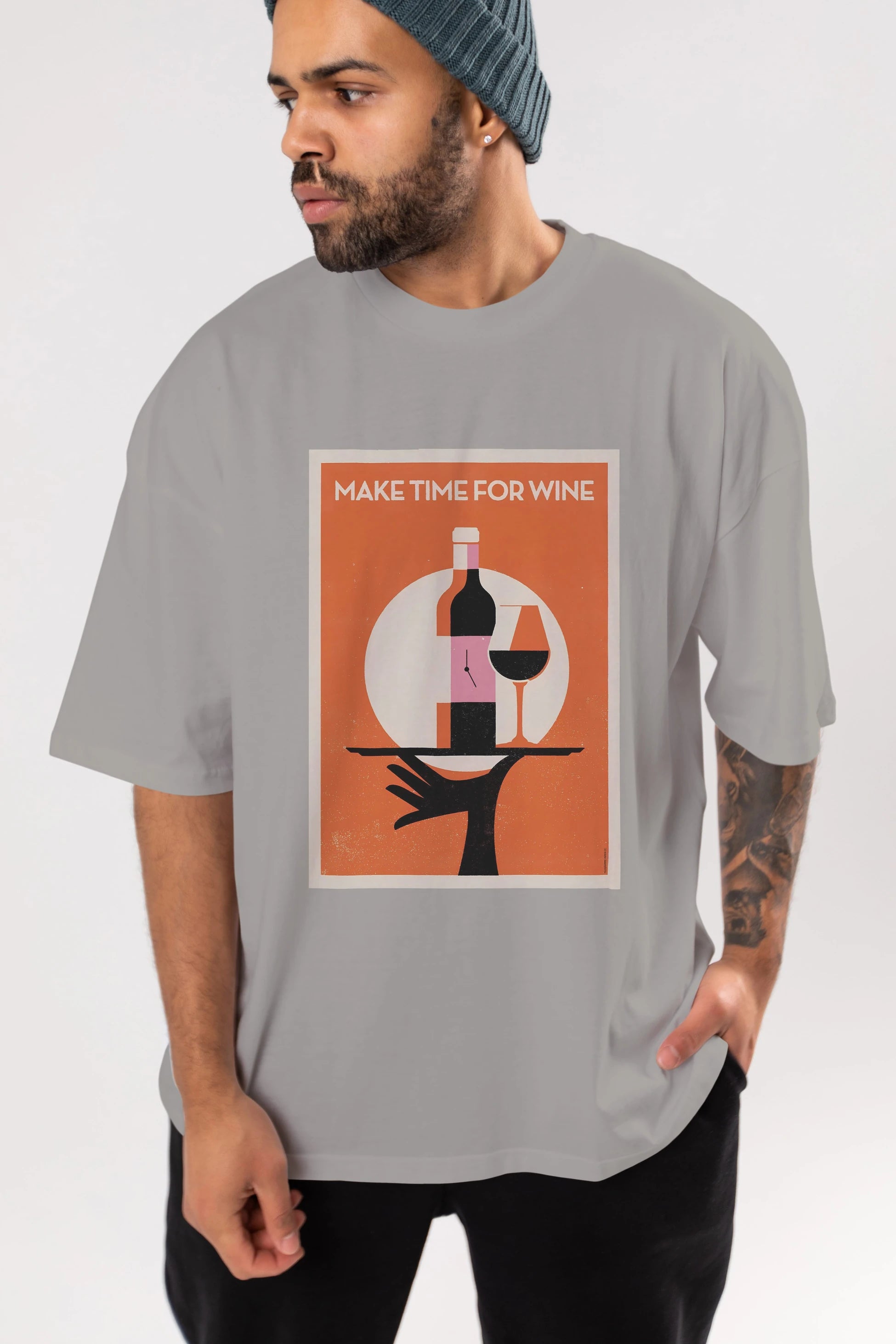 Make Time For Wine Ön Baskılı Oversize t-shirt Erkek Kadın Unisex %100 Pamuk Bisiklet Yaka tişort