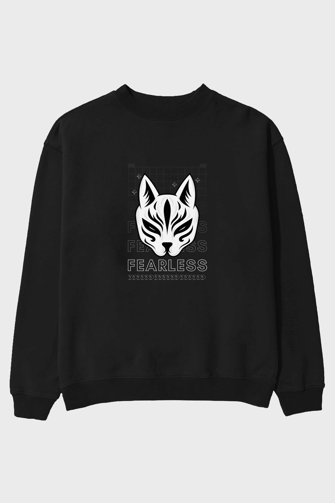 Fearless Yazılı Ön Baskılı Oversize Sweatshirt Erkek Kadın Unisex