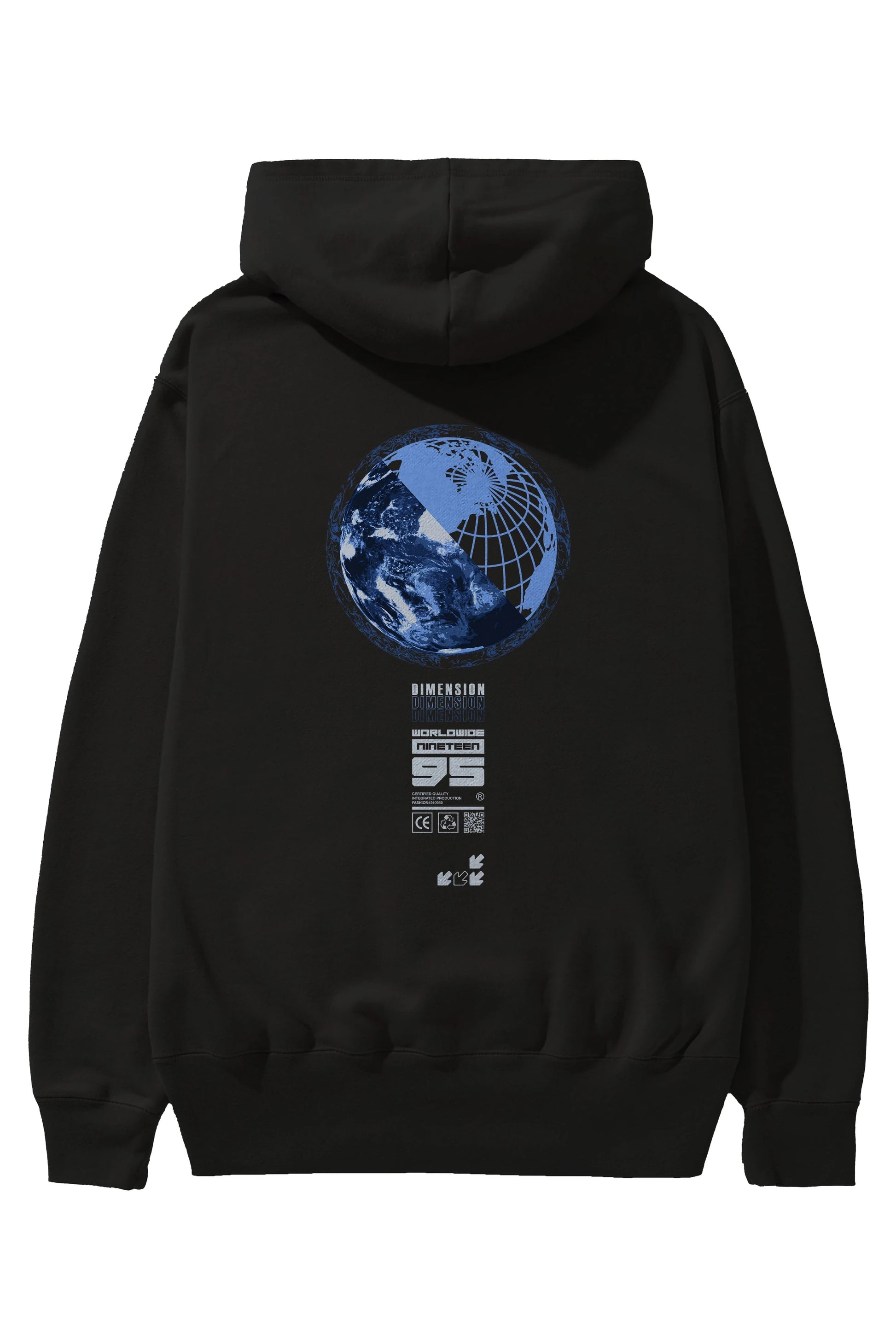 Dimension 95 Arka Baskılı Hoodie Oversize Kapüşonlu Sweatshirt Erkek Kadın Unisex