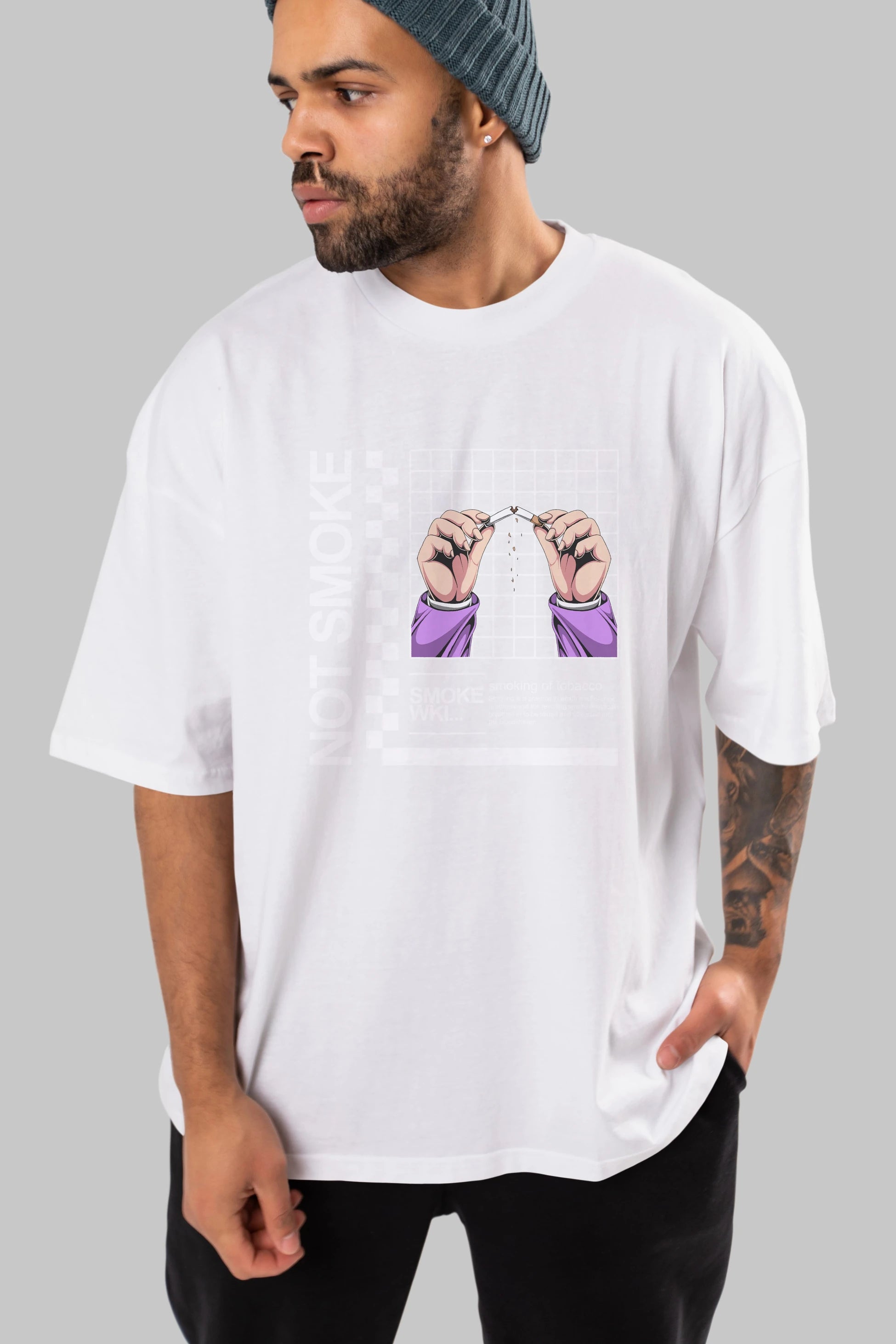 Not Smoke Ön Baskılı Oversize t-shirt Erkek Kadın Unisex