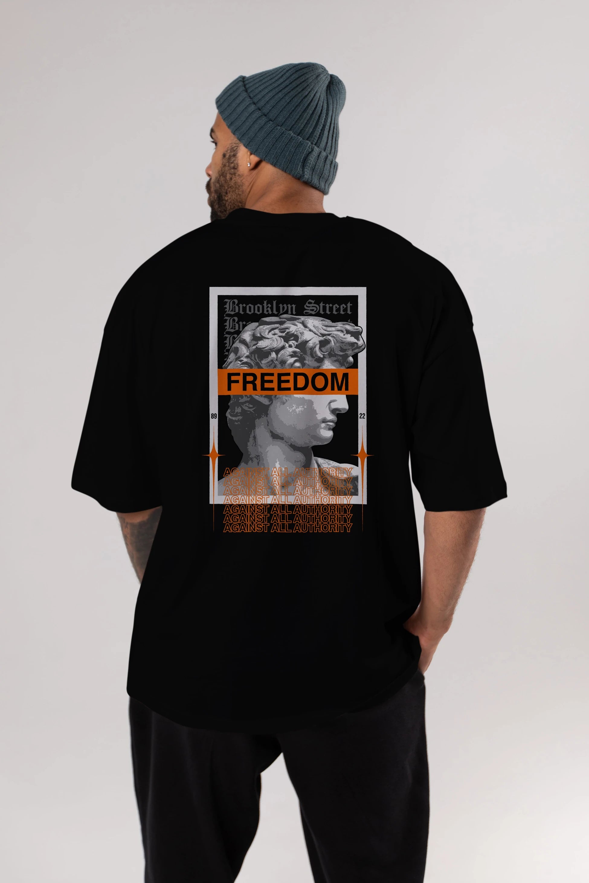 Brooklyn Street Arka Baskılı Oversize t-shirt Erkek Kadın Unisex