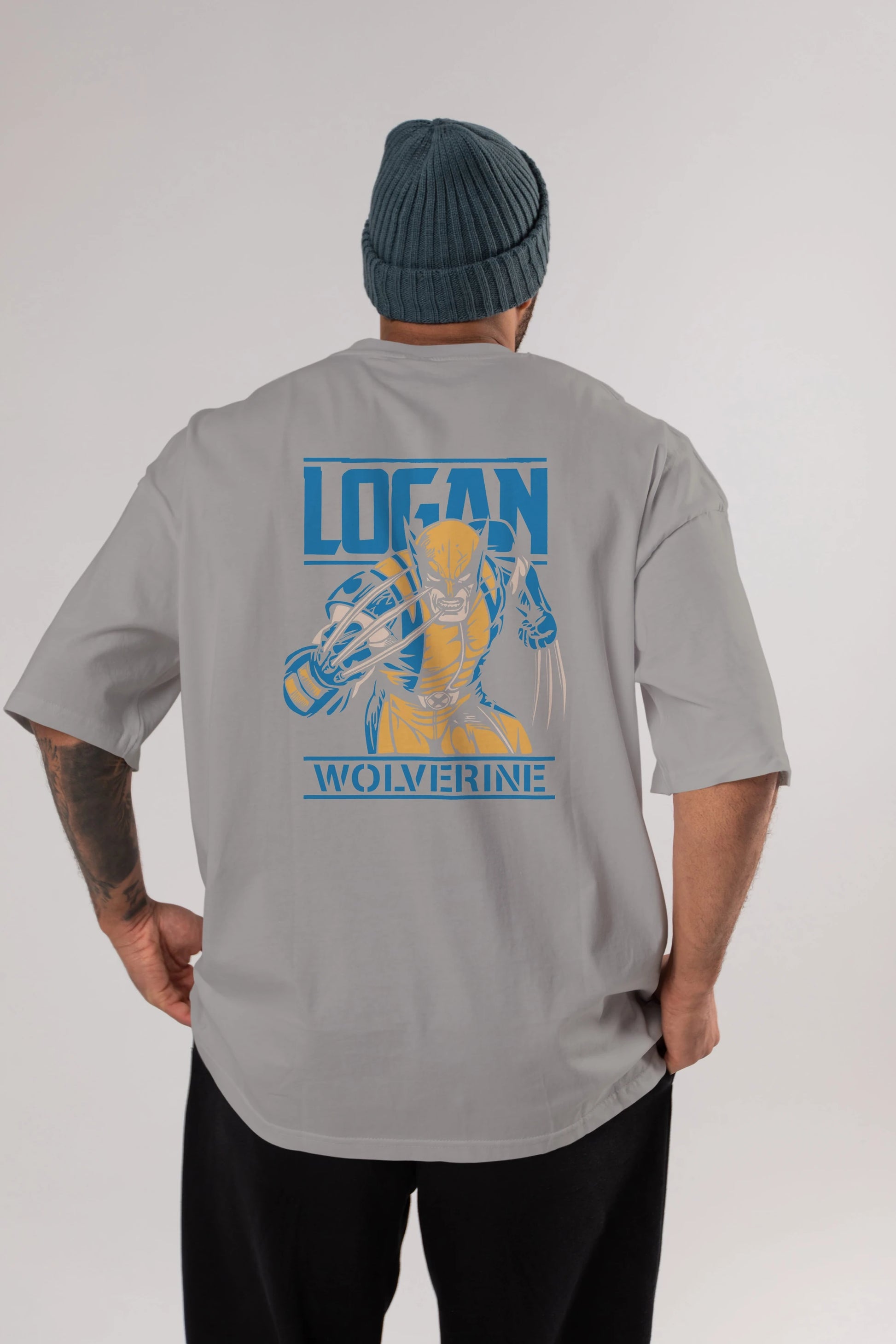 Wolverine Logan Arka Baskılı Oversize t-shirt Erkek Kadın Unisex %100 Pamuk Bisiklet Yaka tişort
