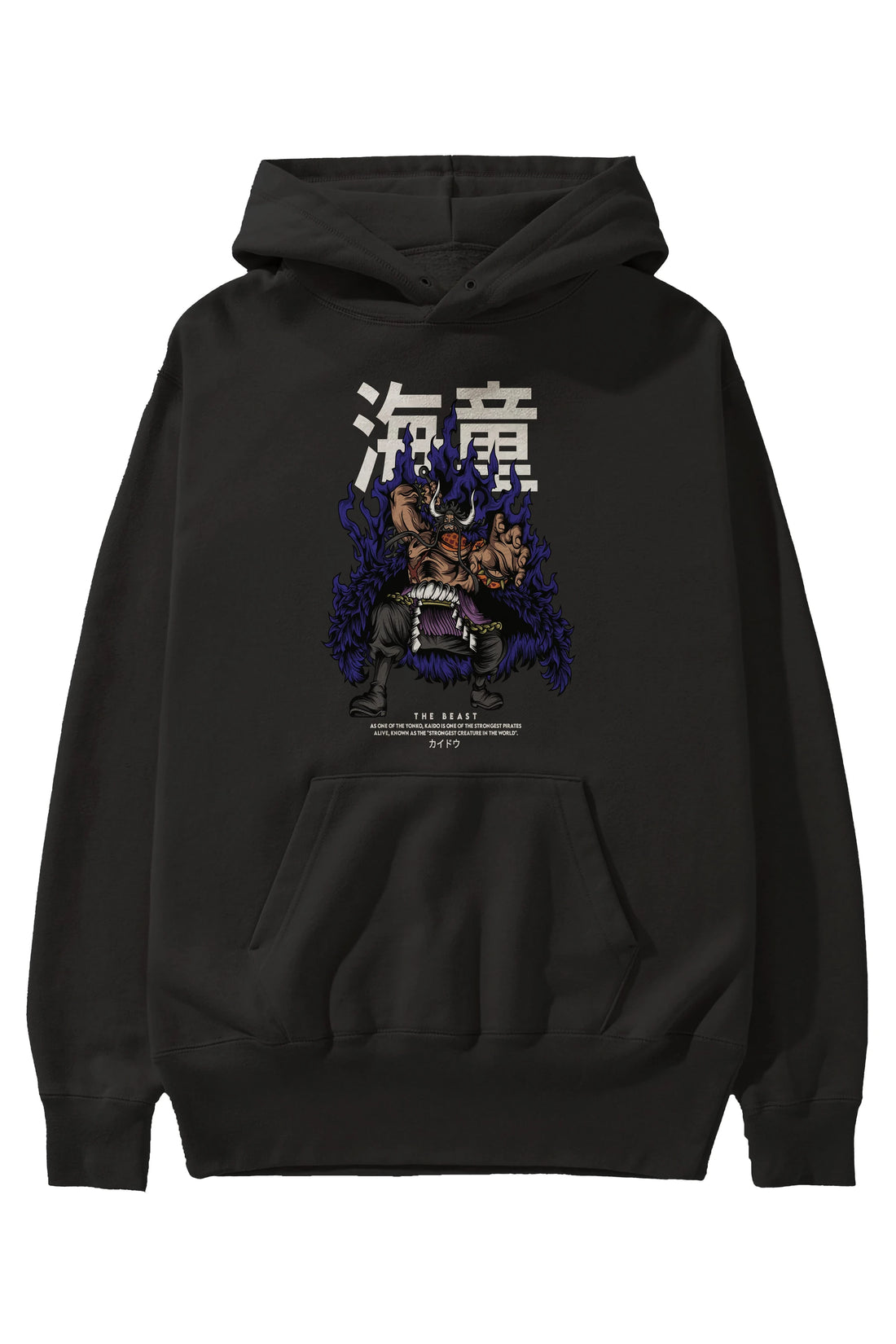 Kaido Anime Ön Baskılı Hoodie Oversize Kapüşonlu Sweatshirt Erkek Kadın Unisex