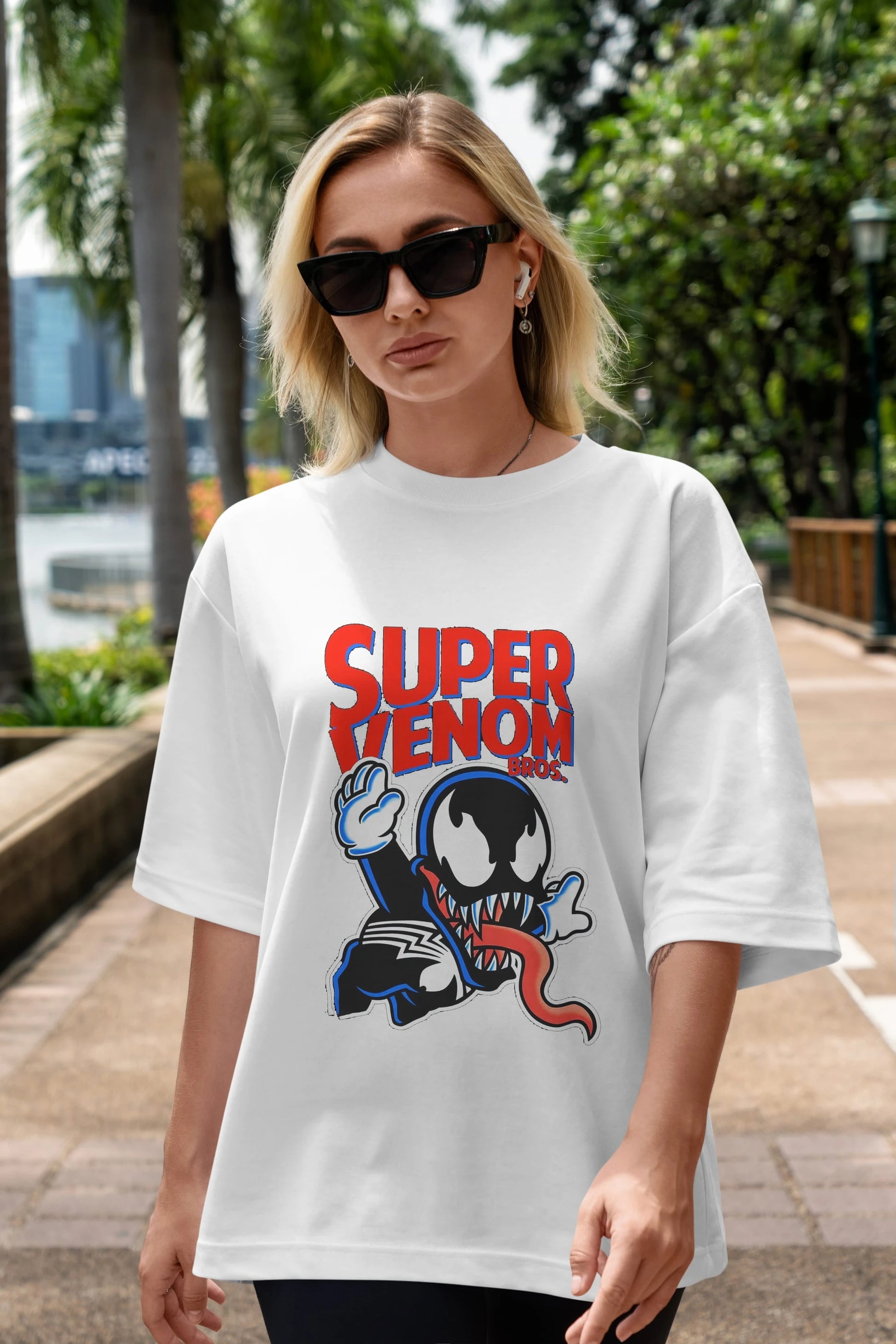 Super Venom Ön Baskılı Oversize t-shirt Erkek Kadın Unisex %100 Pamuk Bisiklet Yaka tişort