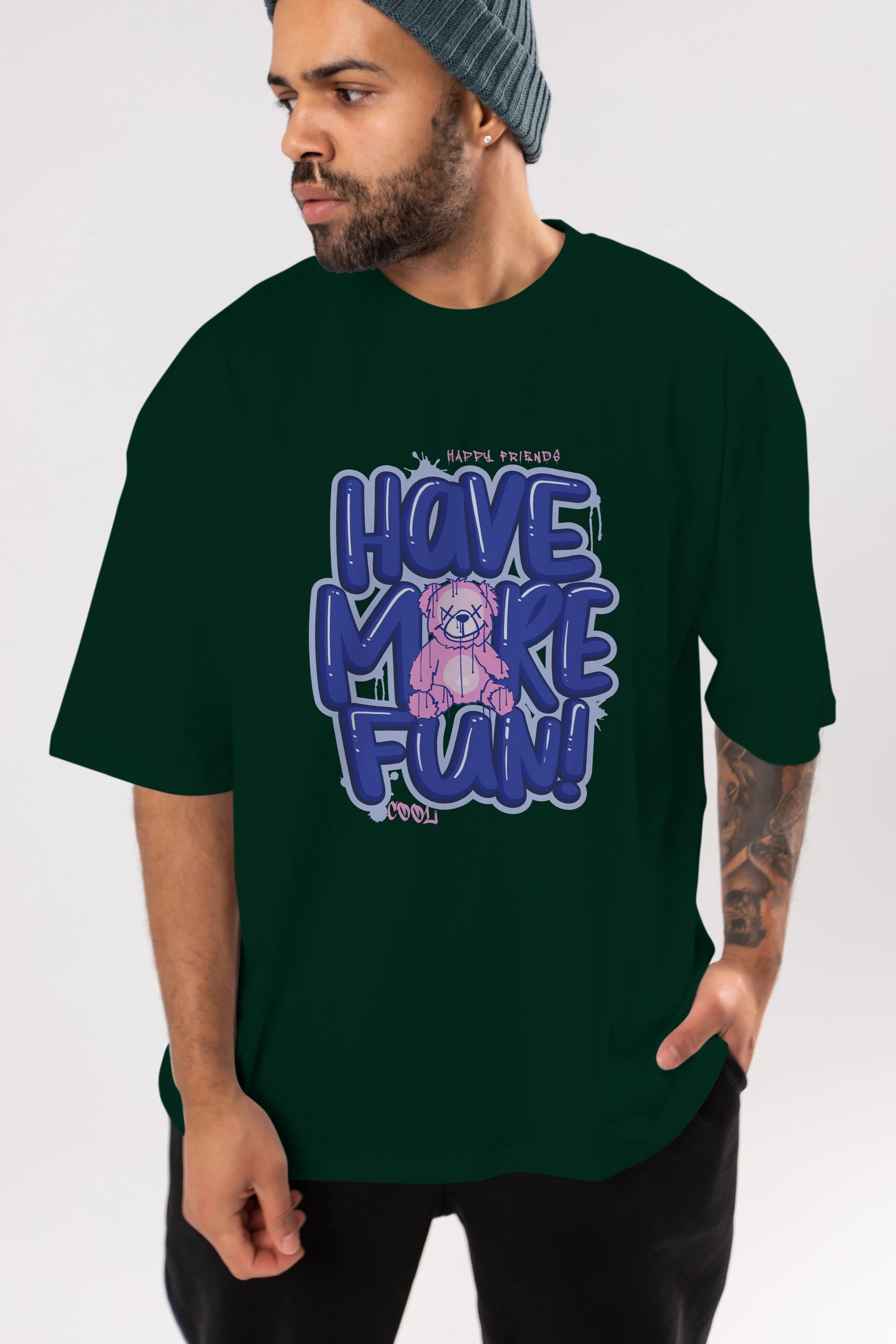 Have More Fun Bear Ön Baskılı Oversize t-shirt Erkek Kadın Unisex
