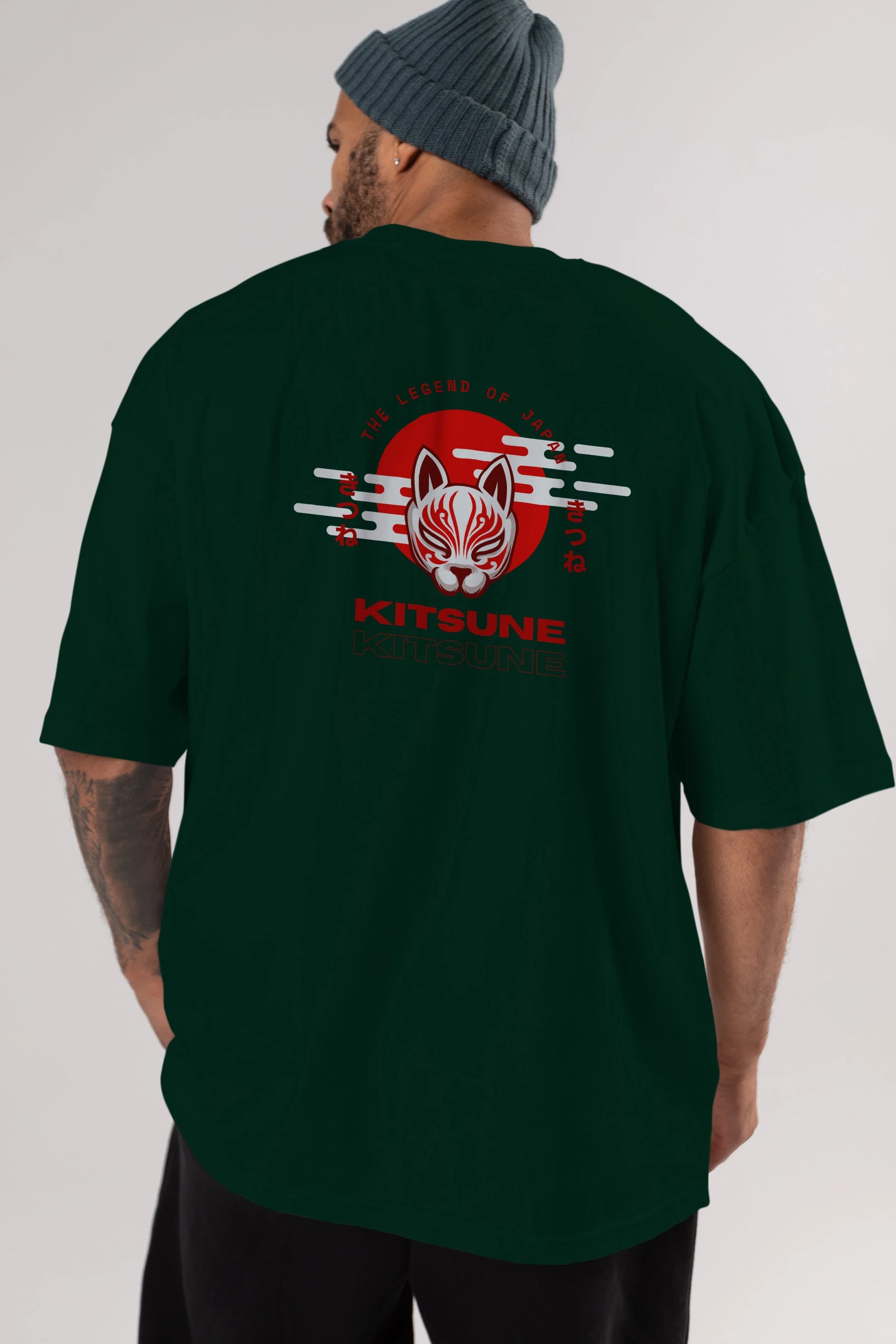 Kitsune Mask Arka Baskılı Oversize t-shirt Erkek Kadın Unisex