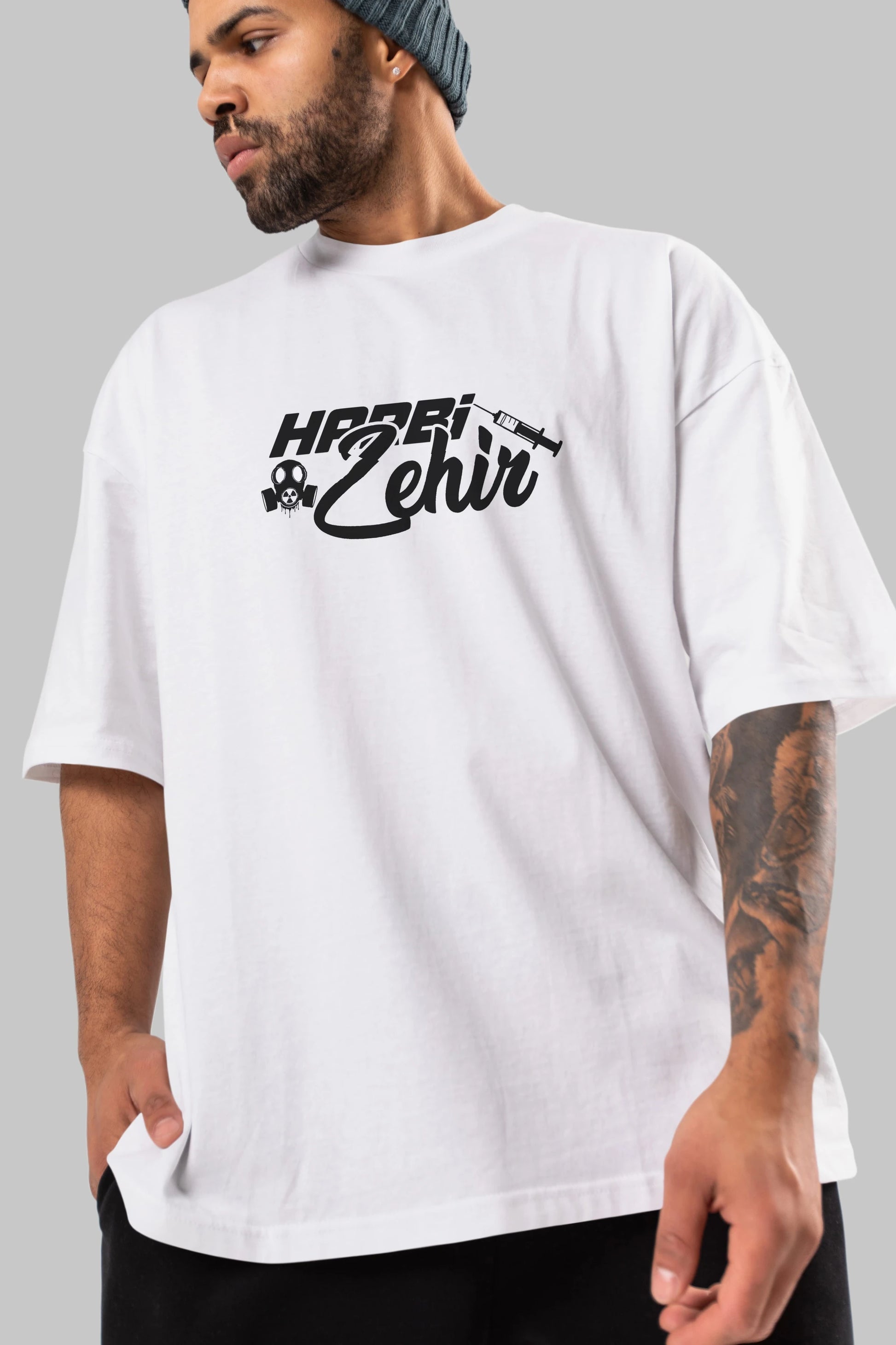 Harbi Zehir Ön Baskılı Oversize t-shirt %100 pamuk Erkek Kadın Unisex