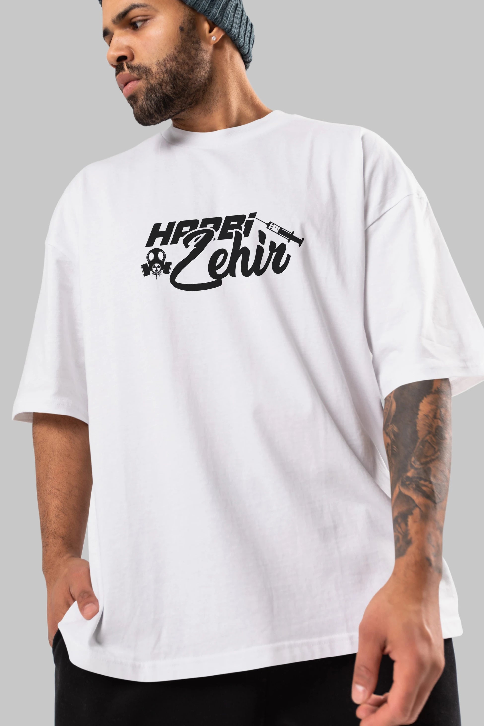 Harbi Zehir Ön Baskılı Oversize t-shirt %100 pamuk Erkek Kadın Unisex
