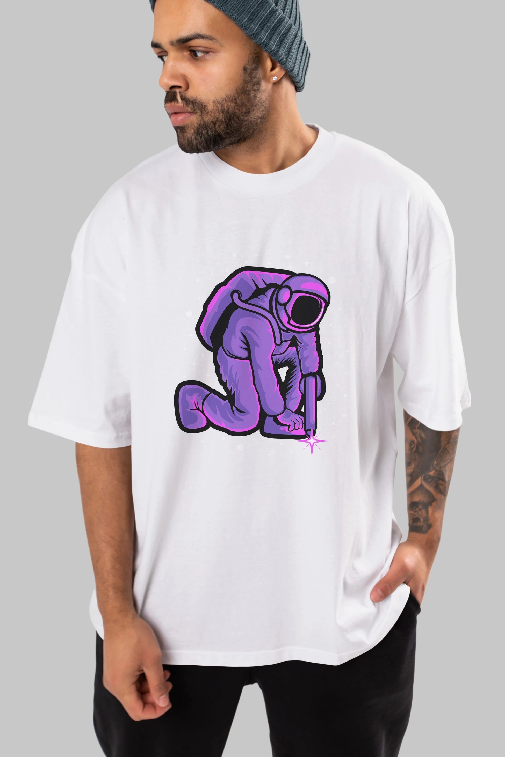 Welding in Space Ön Baskılı Oversize t-shirt Erkek Kadın Unisex