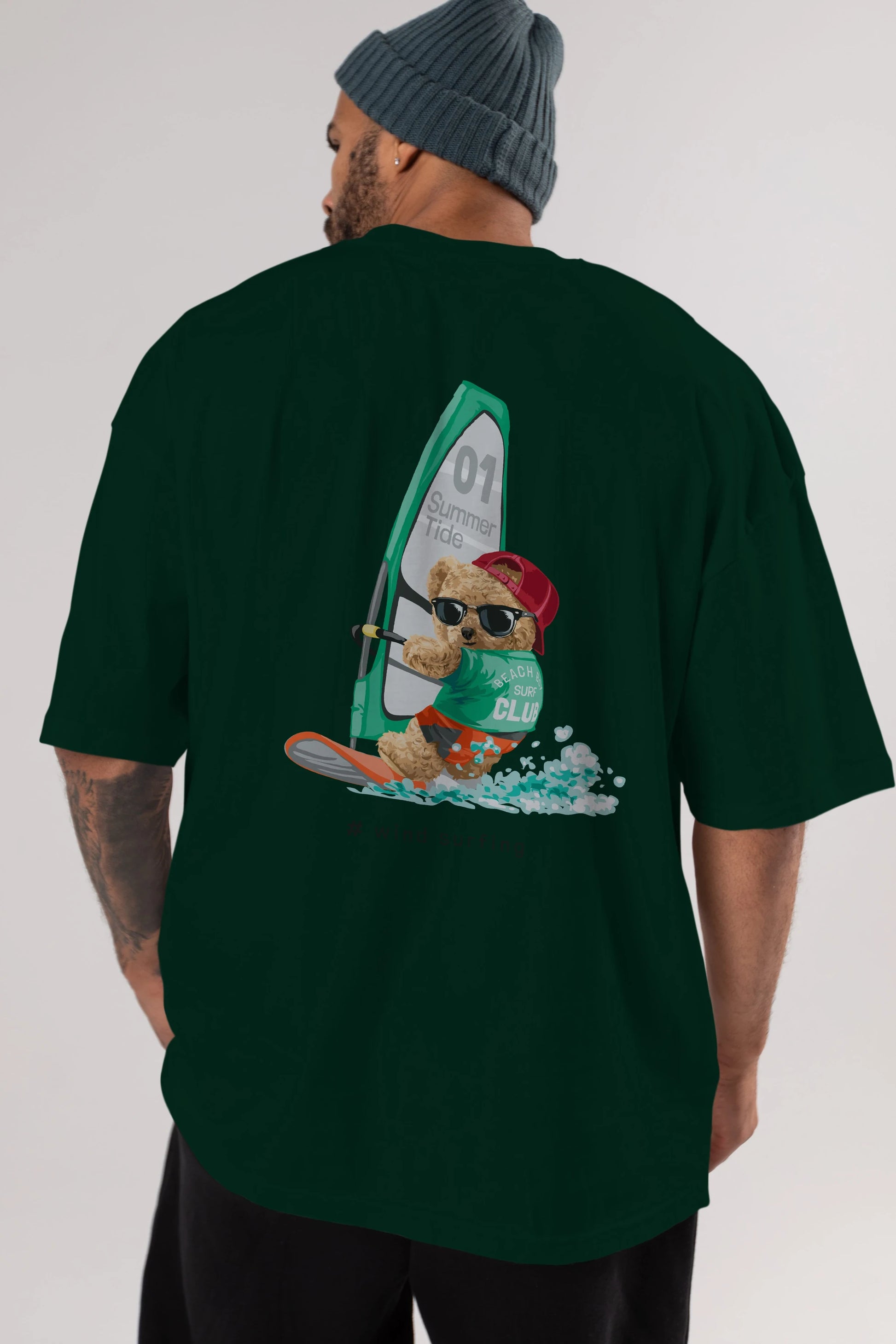 Teddy Bear Summer Tide Arka Baskılı Oversize t-shirt Erkek Kadın Unisex %100 Pamuk