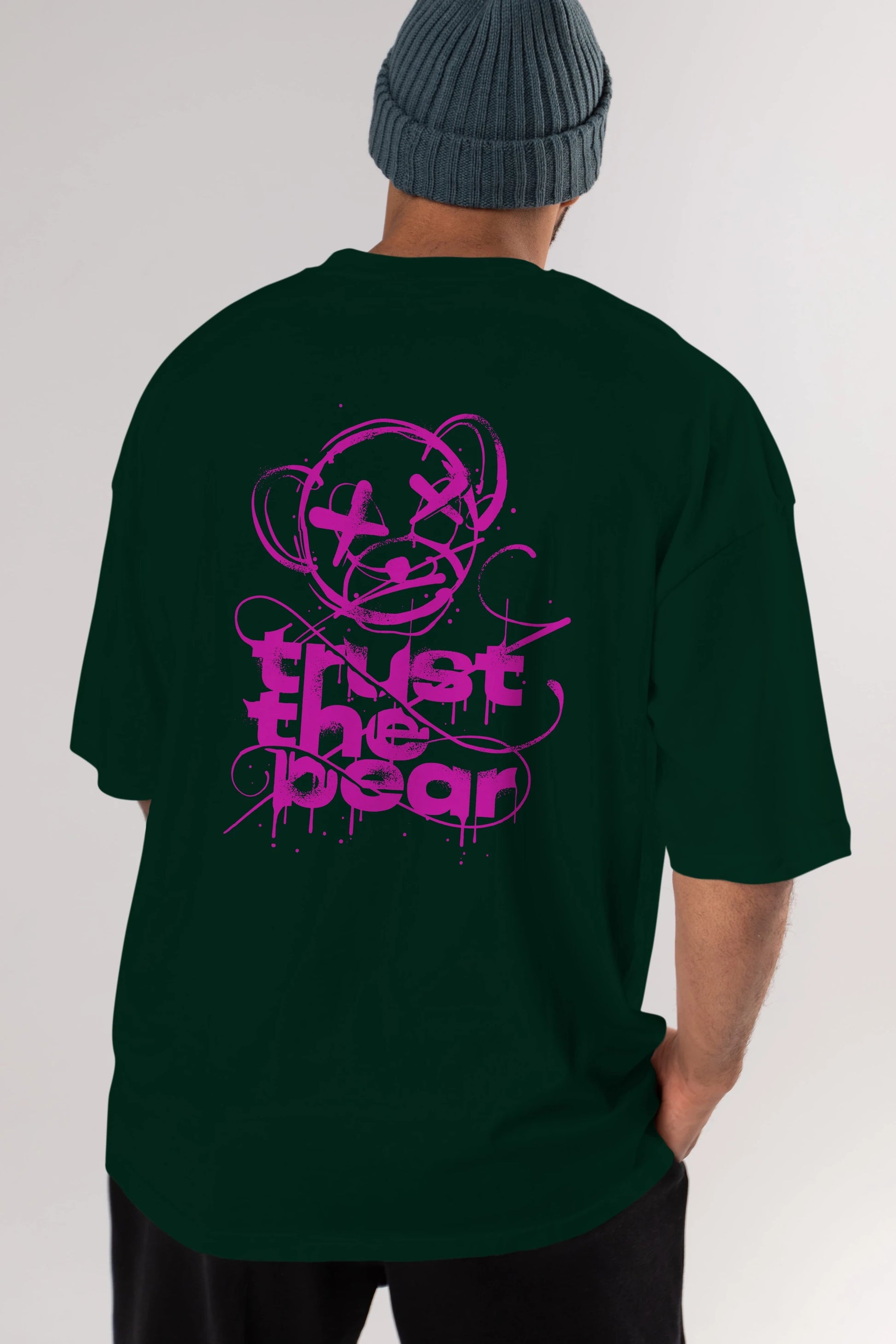 Trust The Bear 2 Arka Baskılı Oversize t-shirt Erkek Kadın Unisex