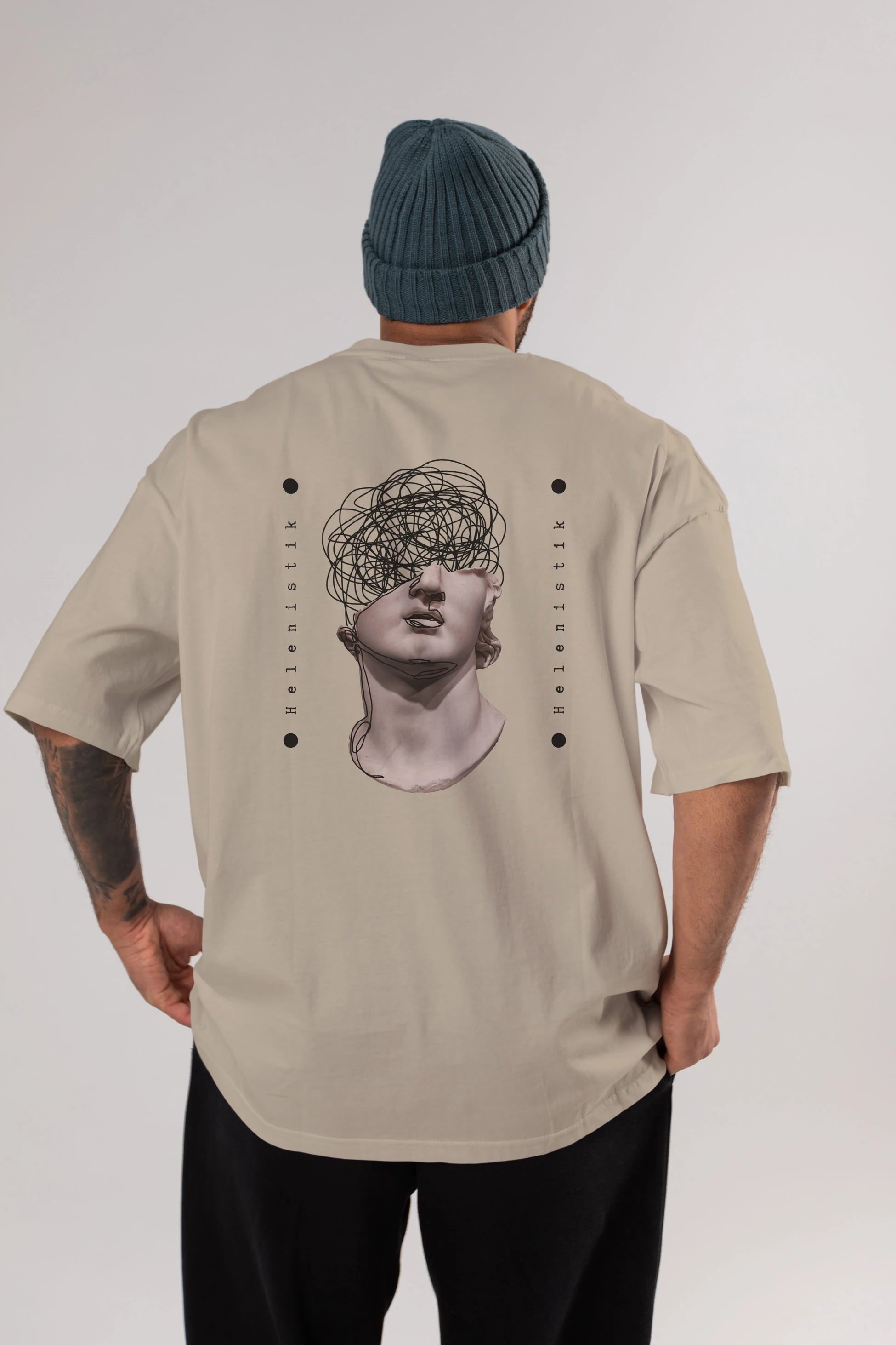 Heykel 2 Arka Baskılı Oversize t-shirt Erkek Kadın Unisex