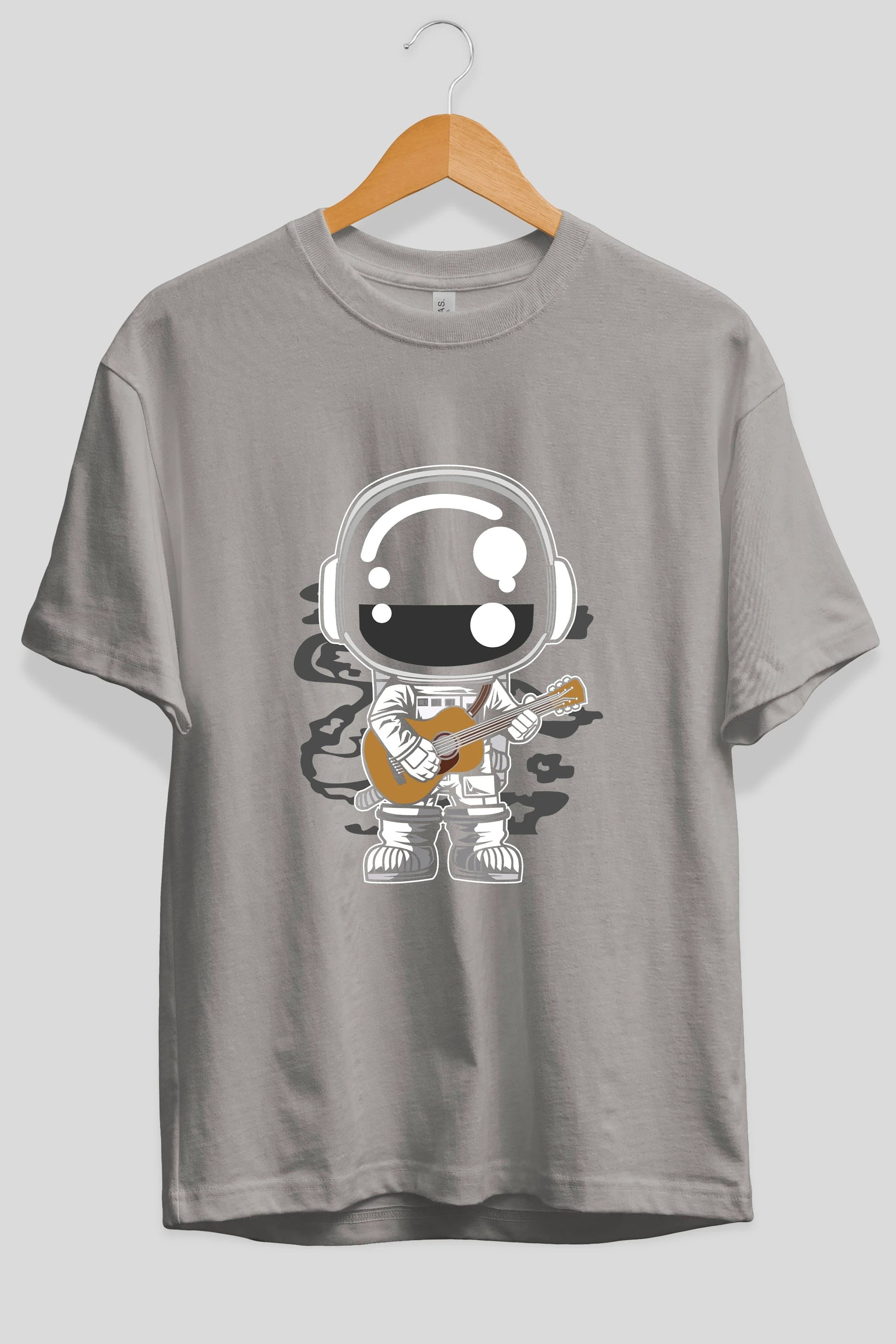 Astronaut Acoustic Guitar Ön Baskılı Oversize t-shirt Erkek Kadın Unisex