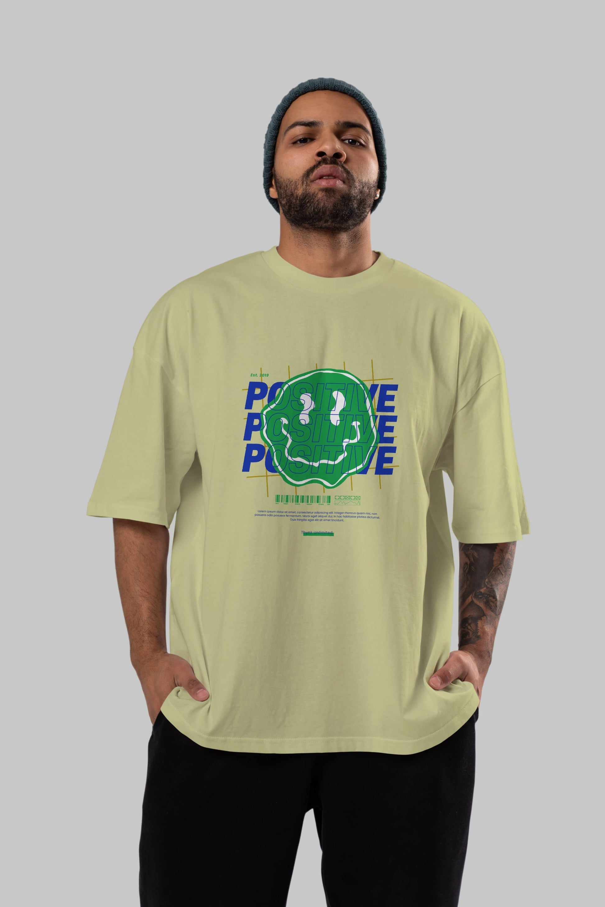Positive 2 Ön Baskılı Oversize t-shirt Erkek Kadın Unisex