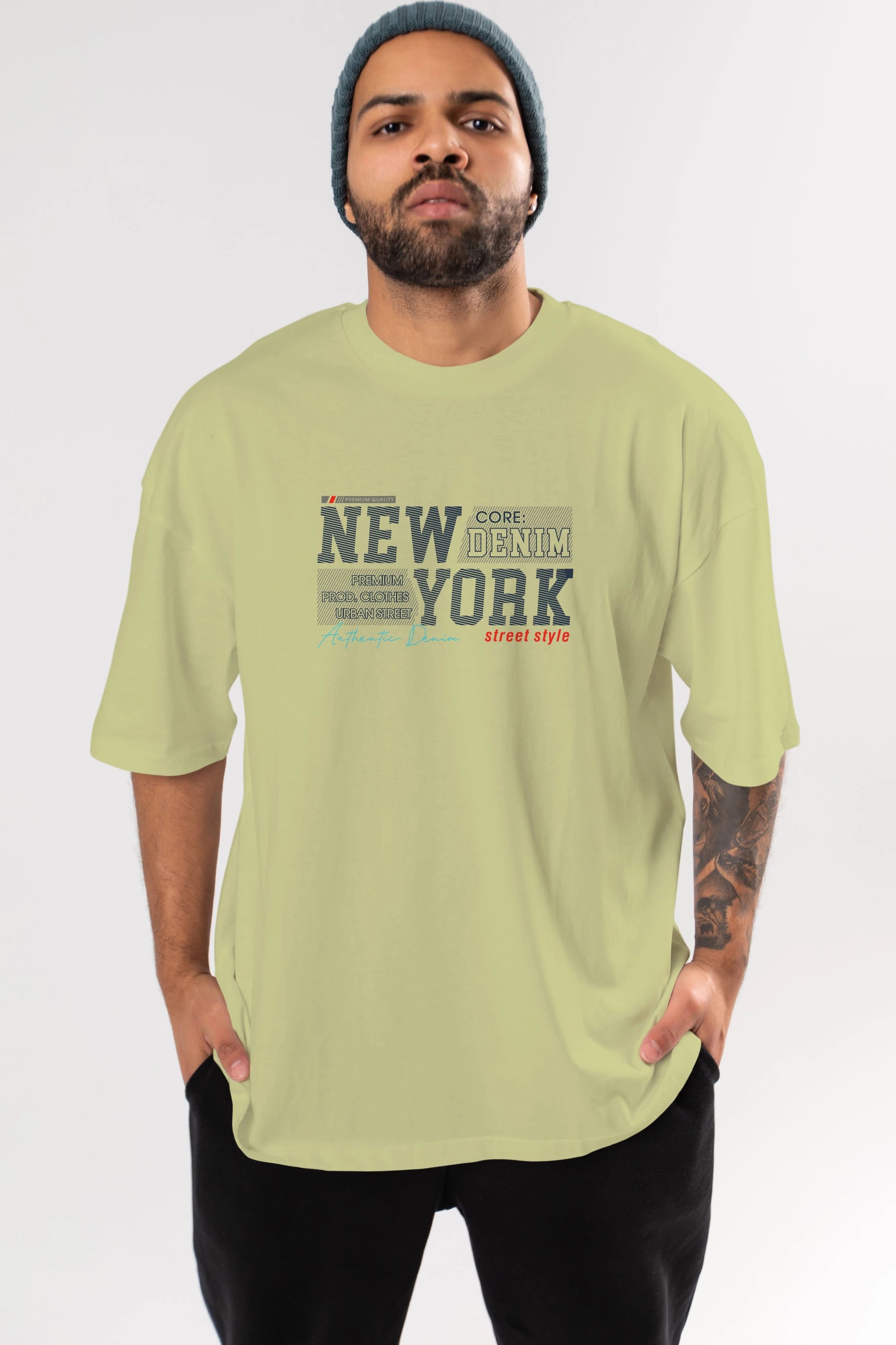 New York Street Ön Baskılı Oversize t-shirt Erkek Kadın Unisex