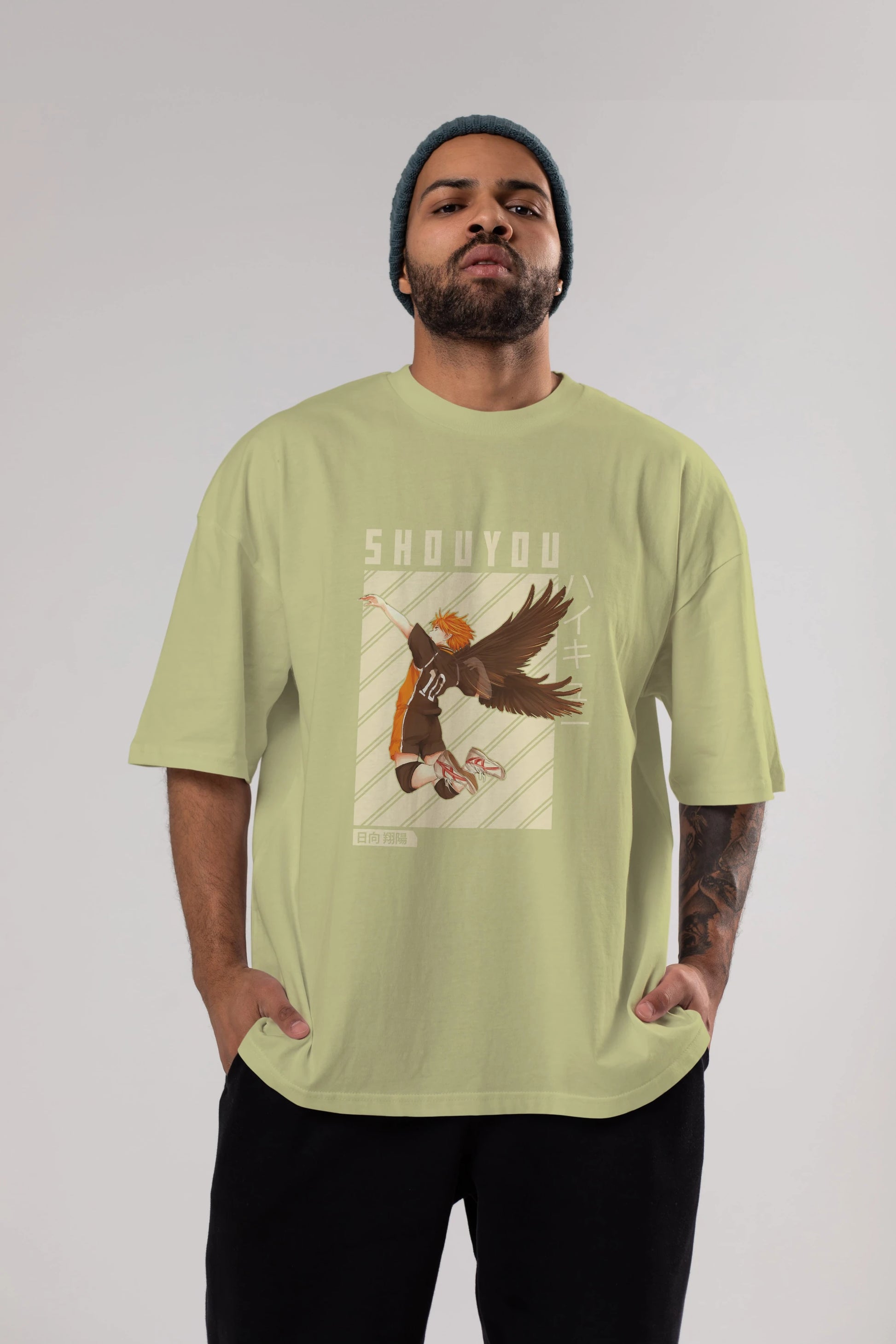 Shouyou Hinata 3 Anime Ön Baskılı Oversize t-shirt %100 pamuk Erkek Kadın Unisex