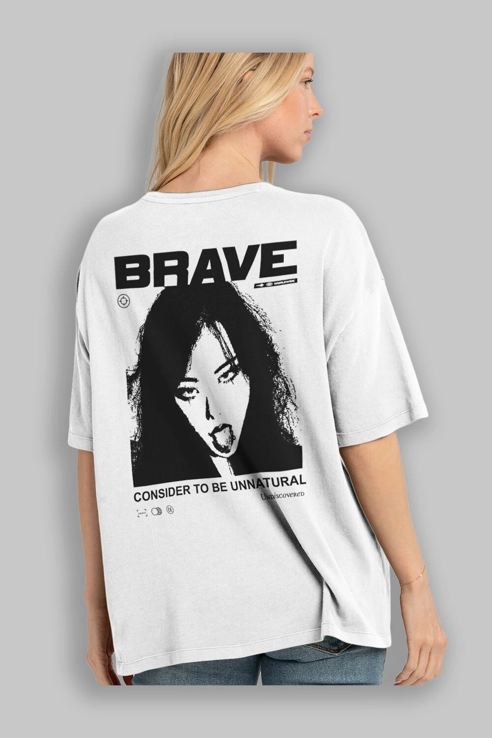 Brave Arka Baskılı Oversize t-shirt Erkek Kadın Unisex