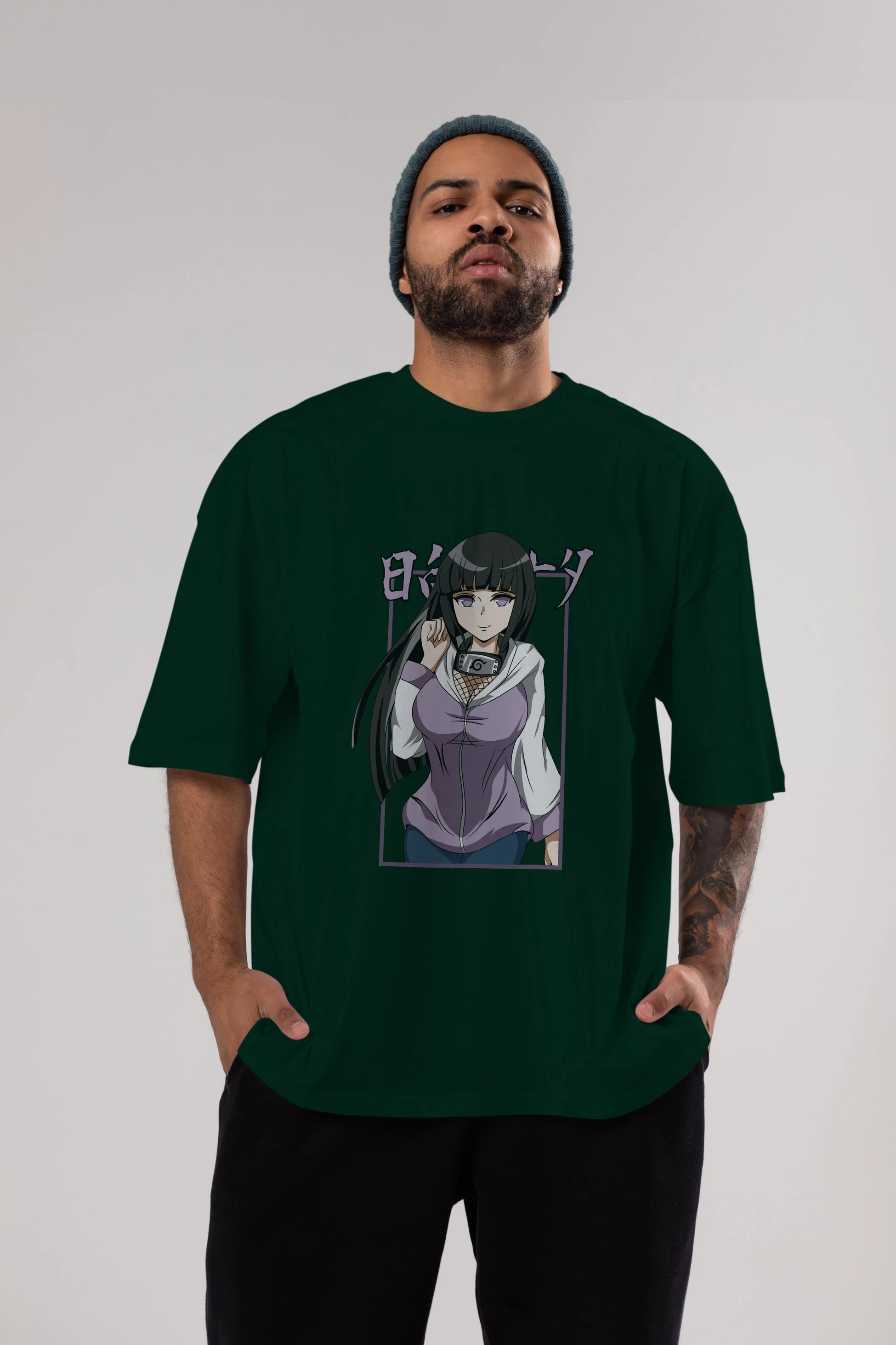 Hinata NARUTO Anime Ön Baskılı Oversize t-shirt %100 pamuk Erkek Kadın Unisex
