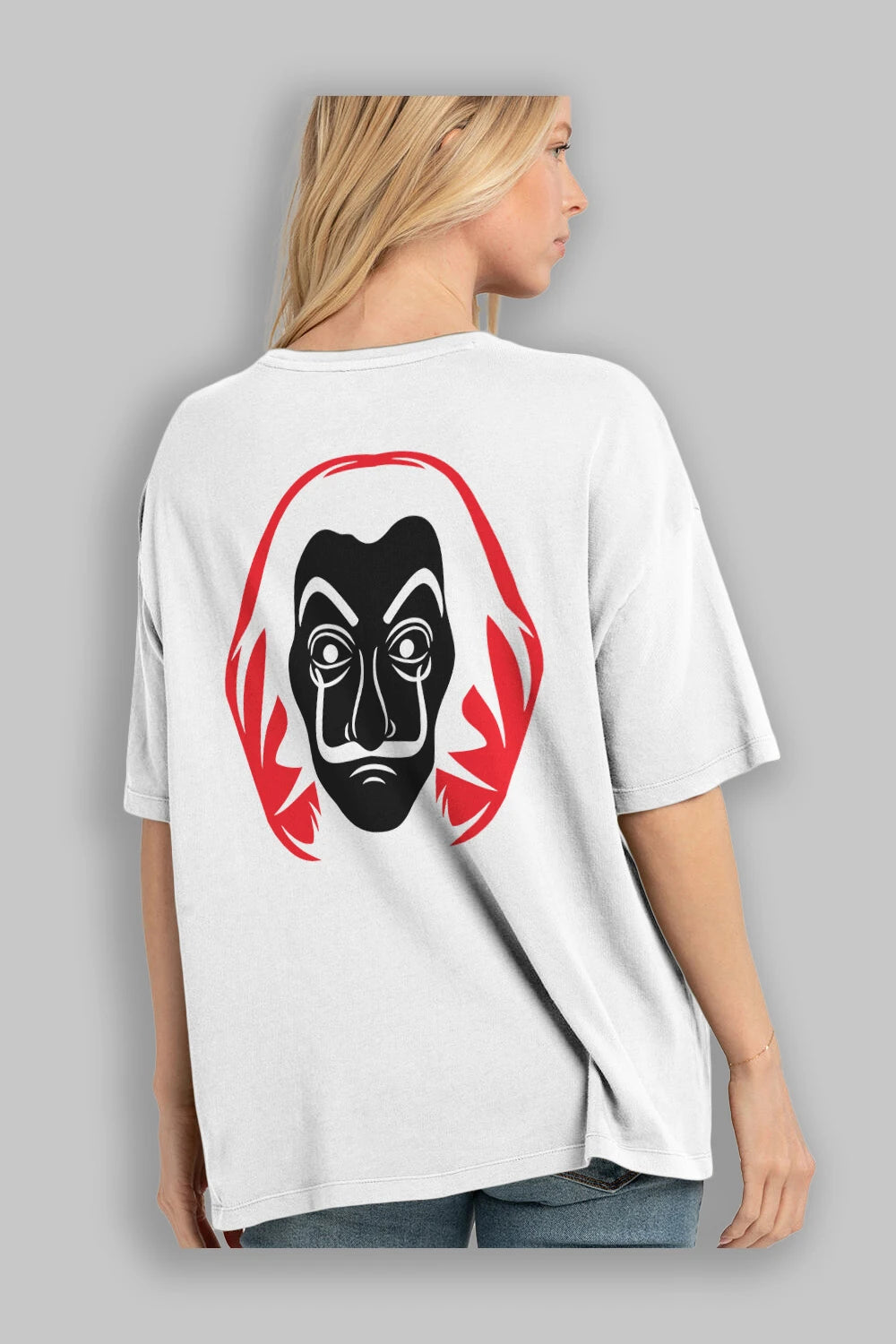 La Casa De Papel (8) Arka Baskılı Oversize t-shirt Erkek Kadın Unisex %100 Pamuk Bisiklet Yaka tişort