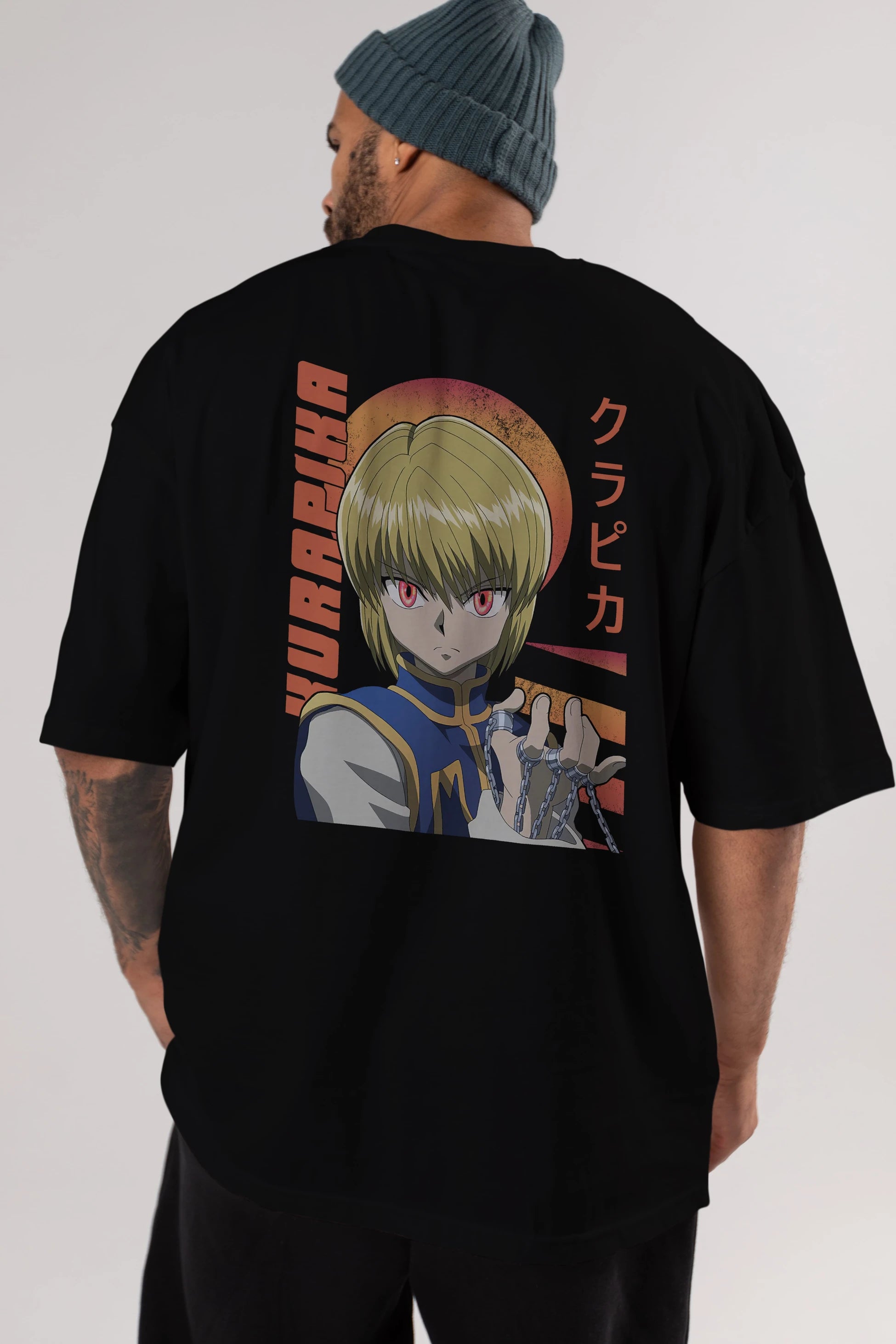 Kurapika 5 (2) Anime Arka Baskılı Oversize t-shirt Erkek Kadın Unisex