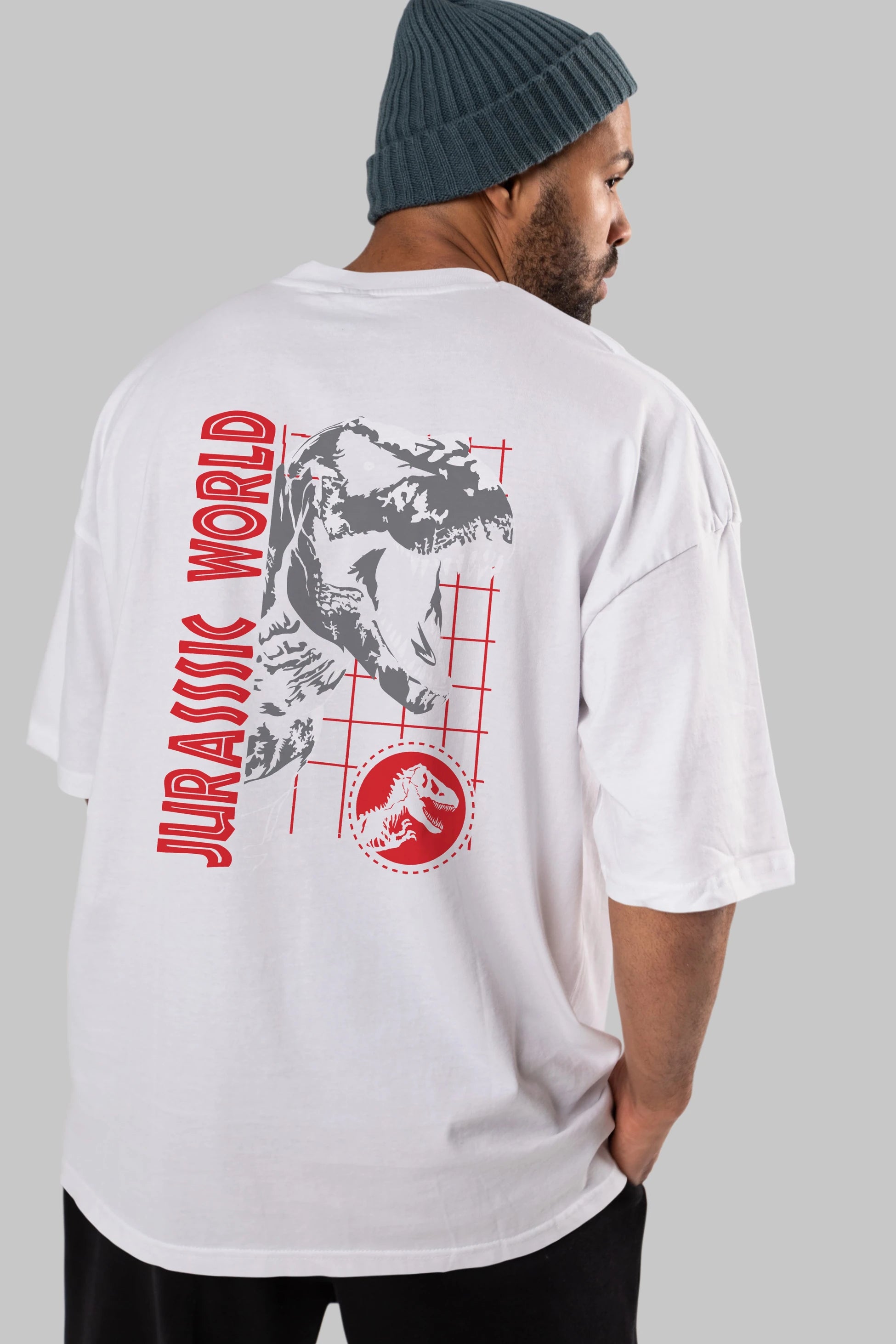 Jurassic Park (2) Arka Baskılı Oversize t-shirt Erkek Kadın Unisex %100 Pamuk Bisiklet Yaka tişort