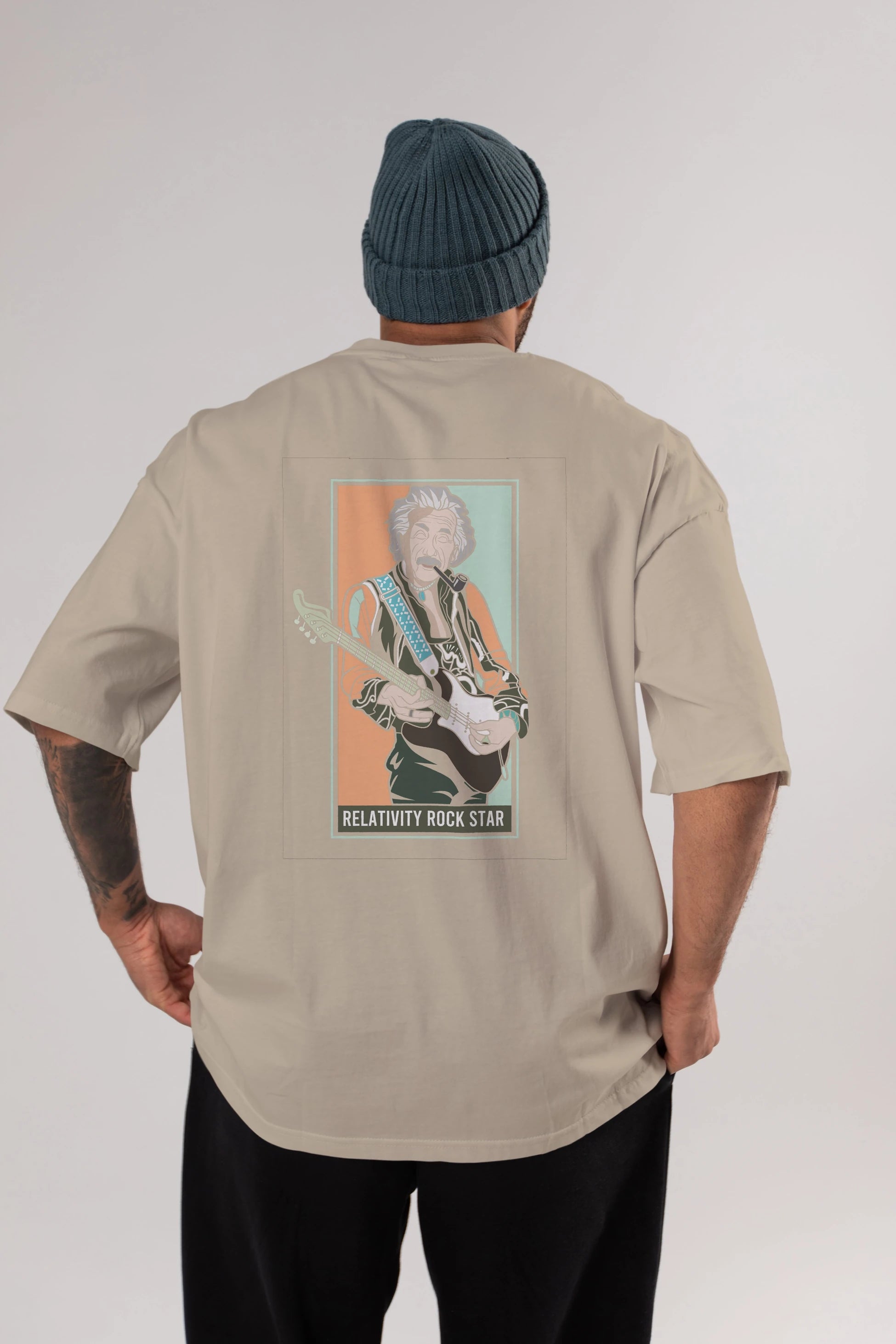 Jimmy Einstein Arka Baskılı Oversize t-shirt Erkek Kadın Unisex %100 Pamuk tişort