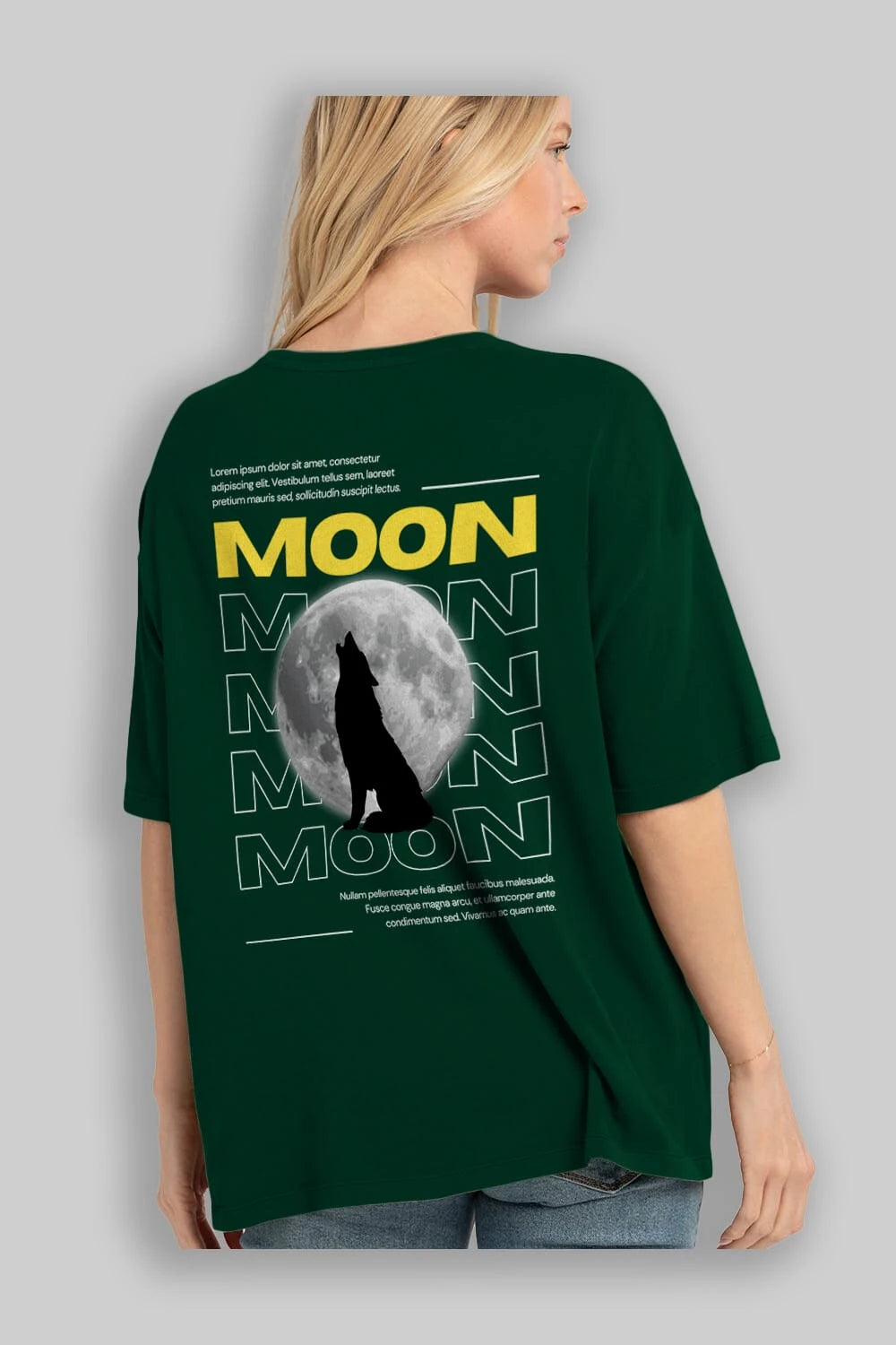 Moon Arka Baskılı Oversize t-shirt Erkek Kadın Unisex