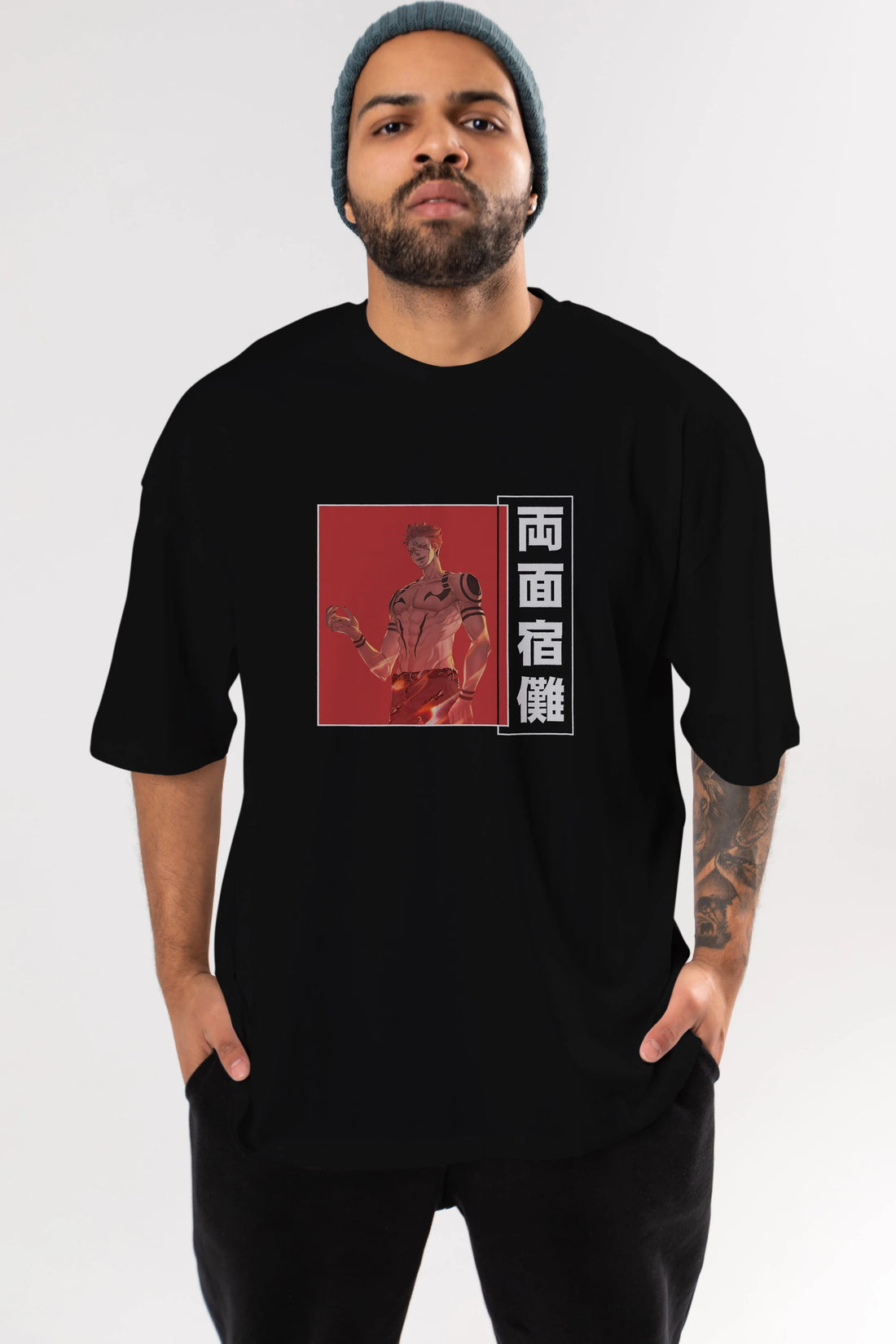 Sukuna Ryoumen 3 Anime Ön Baskılı Oversize t-shirt %100 pamuk Erkek Kadın Unisex