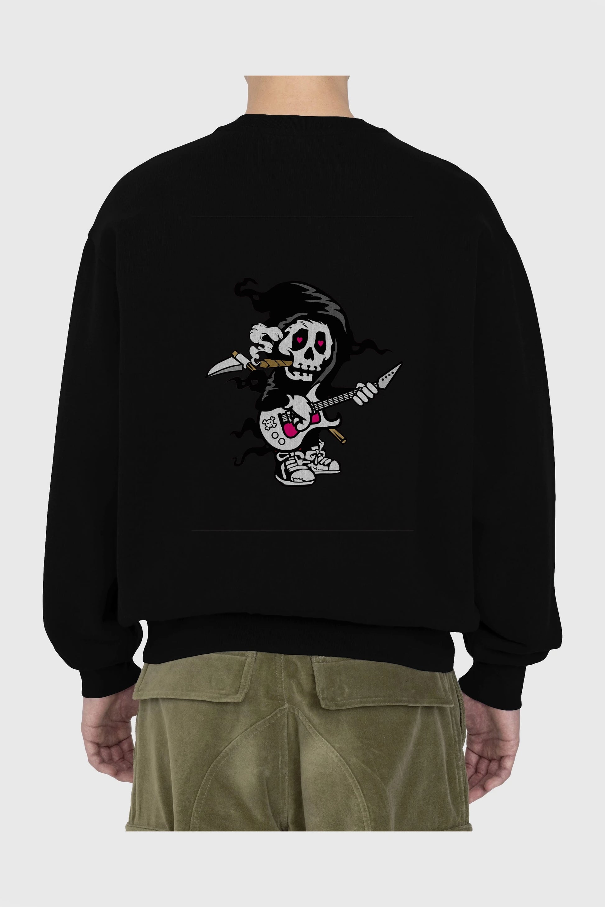 Grim Rockstar Arka Baskılı Oversize Sweatshirt Erkek Kadın Unisex
