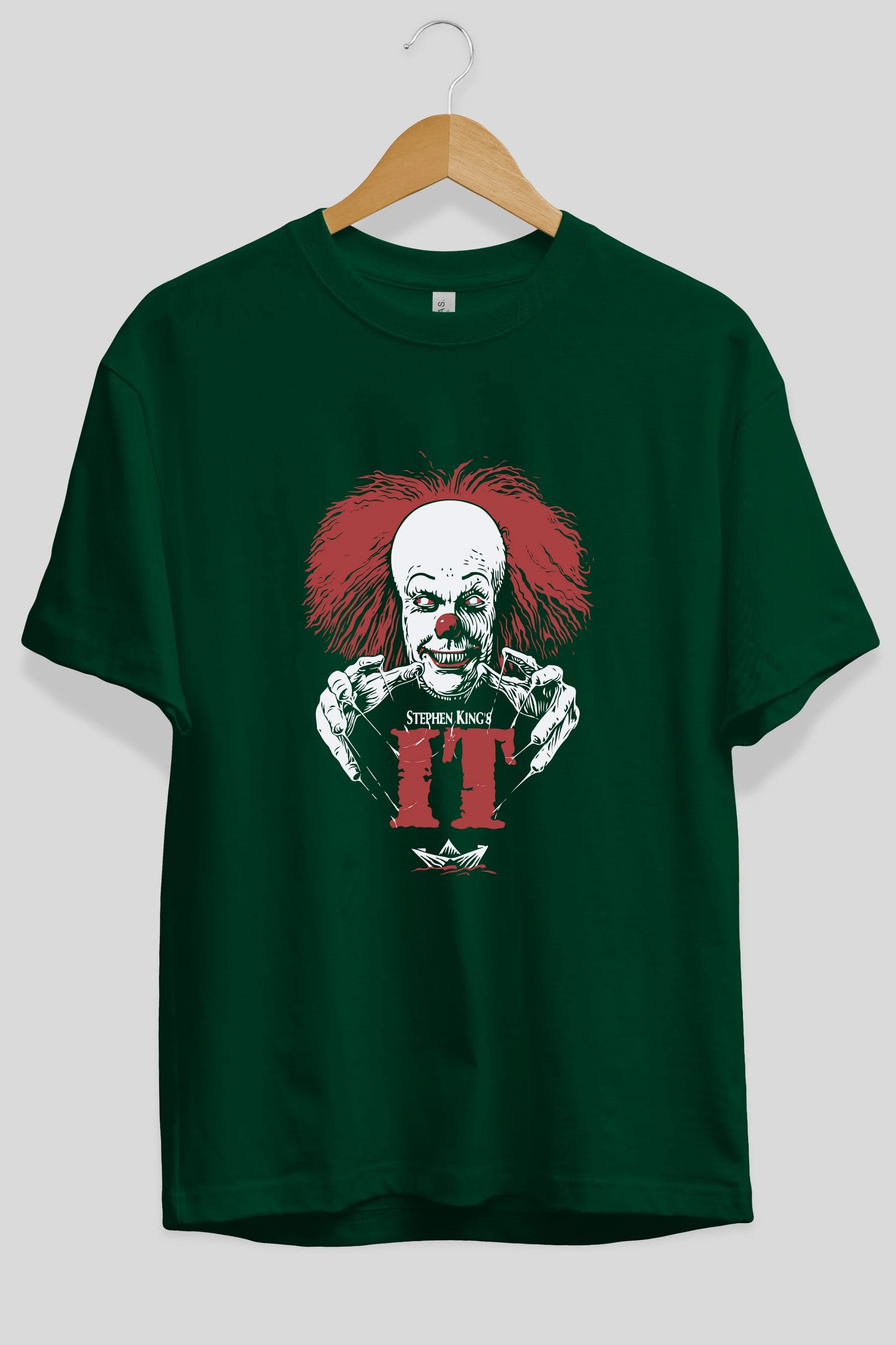 it Ön Baskılı Oversize t-shirt Erkek Kadın Unisex %100 Pamuk Bisiklet Yaka tişort