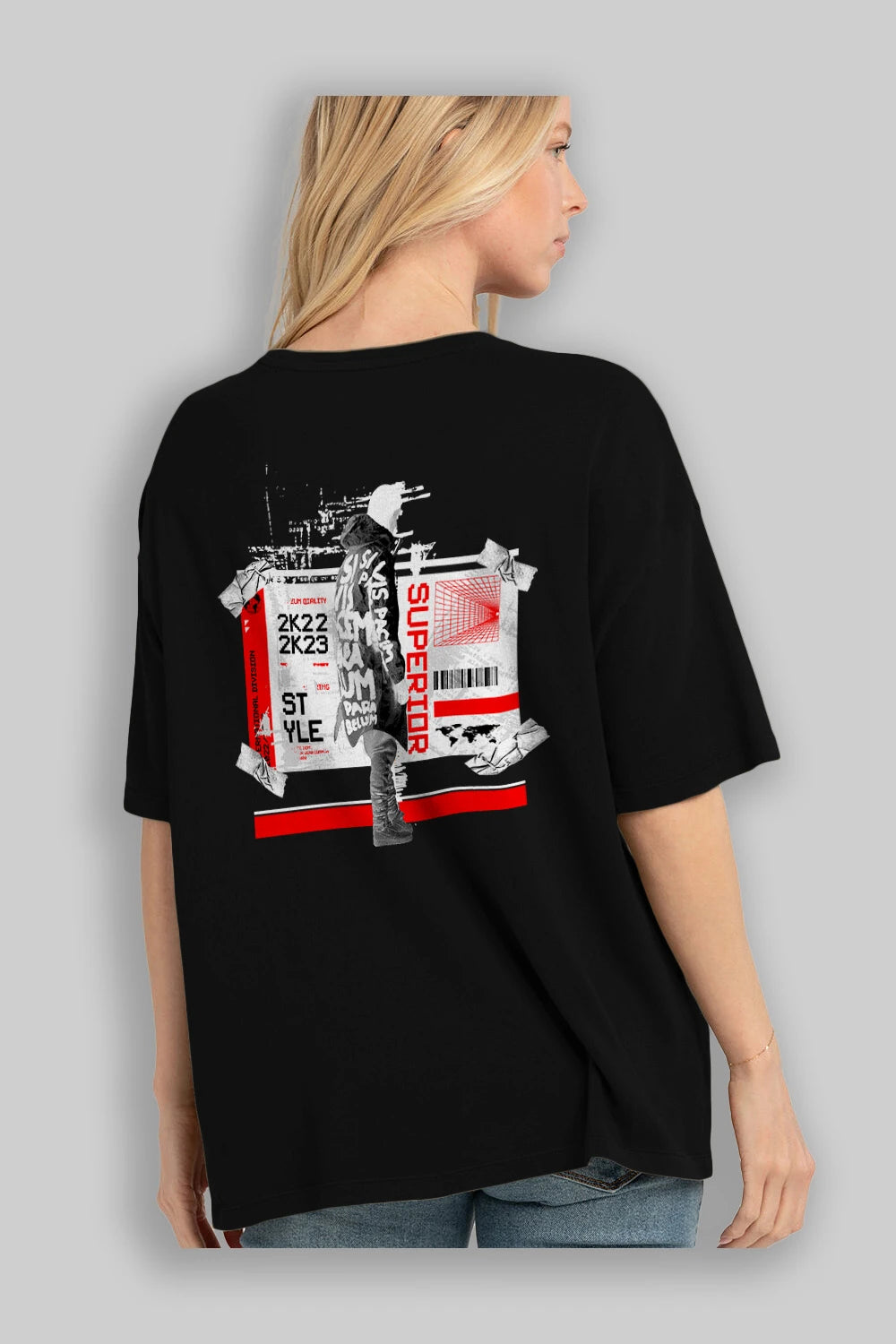 Superior Arka Baskılı Oversize t-shirt Erkek Kadın Unisex
