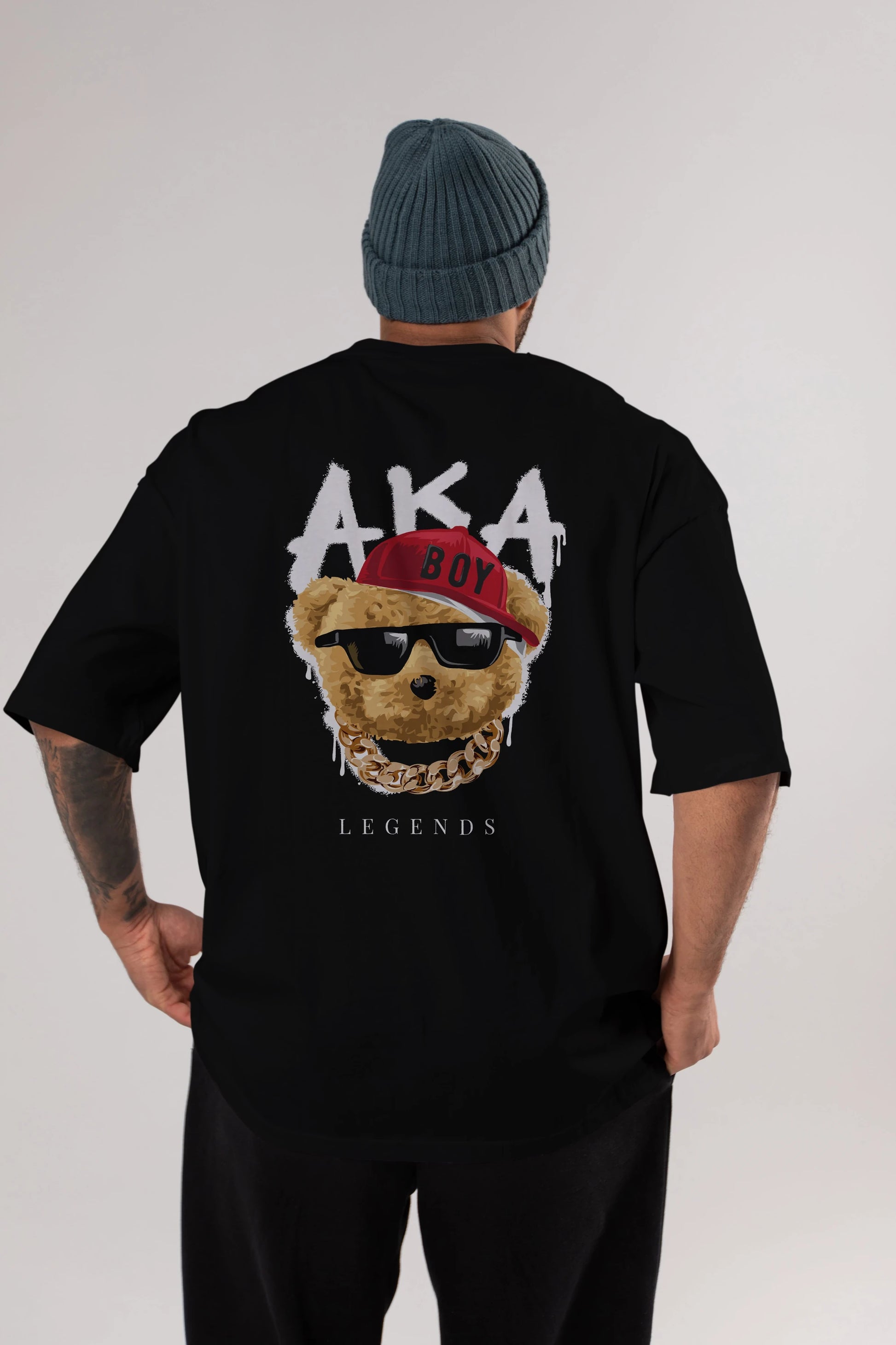 Teddy Bear Legends Arka Baskılı Oversize t-shirt Erkek Kadın Unisex %100 Pamuk