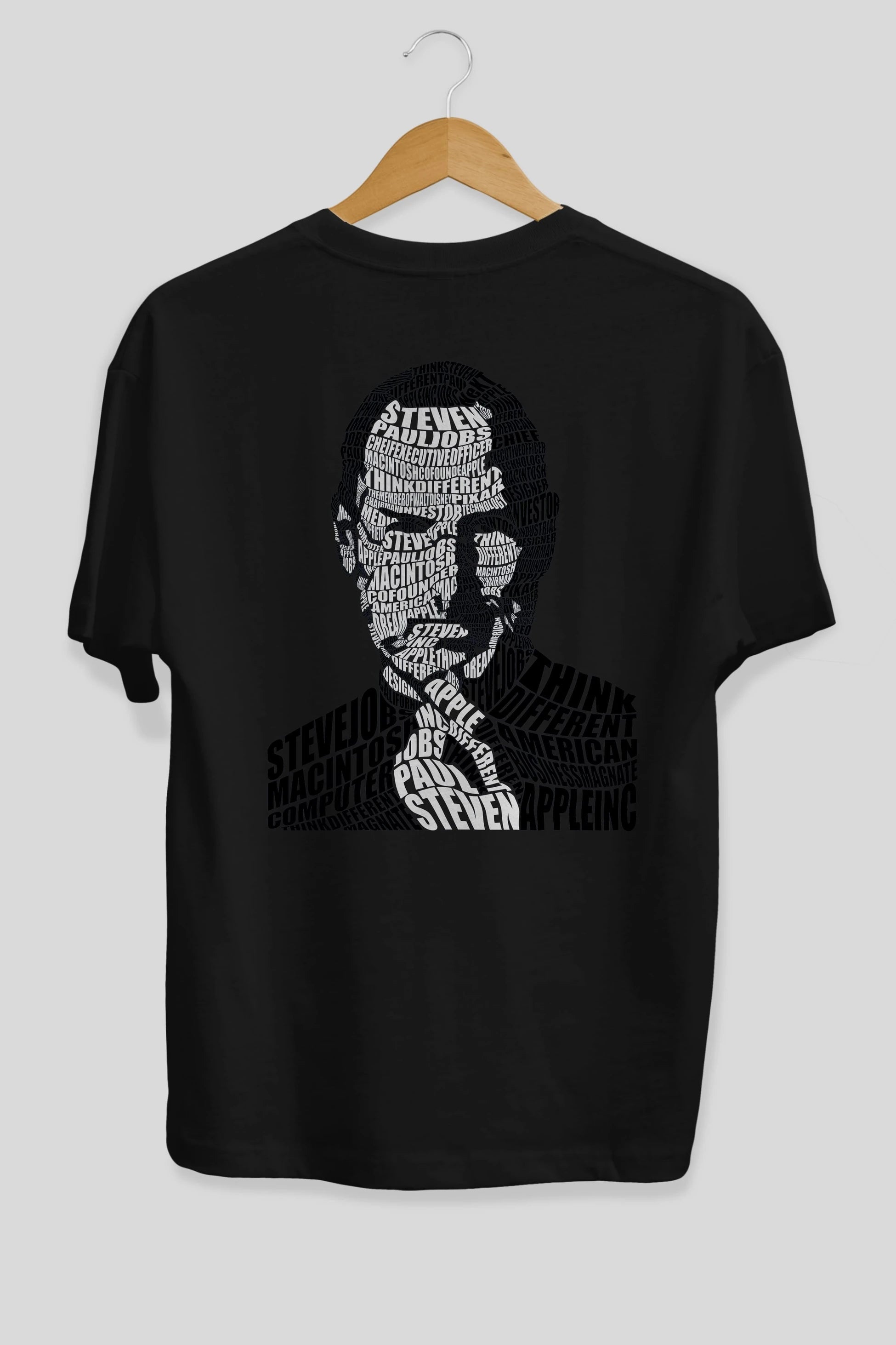 Steve Jobs Calligram Arka Baskılı Oversize t-shirt %100 pamuk Erkek Kadın Unisex