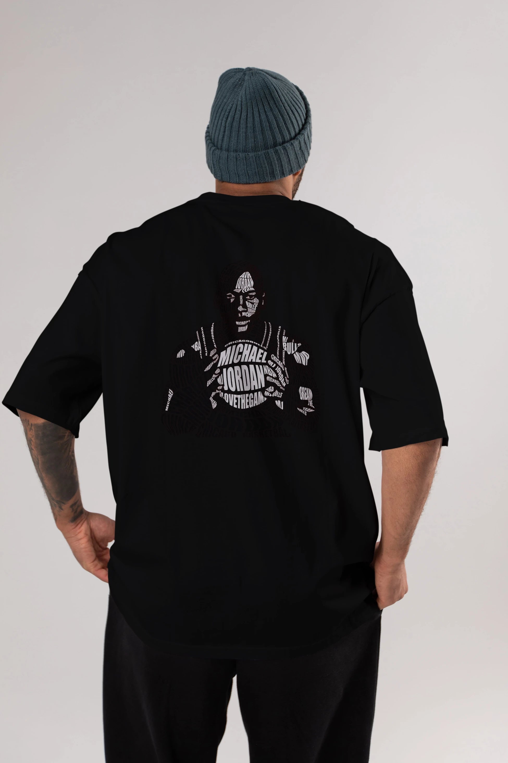 Michael Jordan Calligram Arka Baskılı Oversize t-shirt %100 pamuk Erkek Kadın Unisex