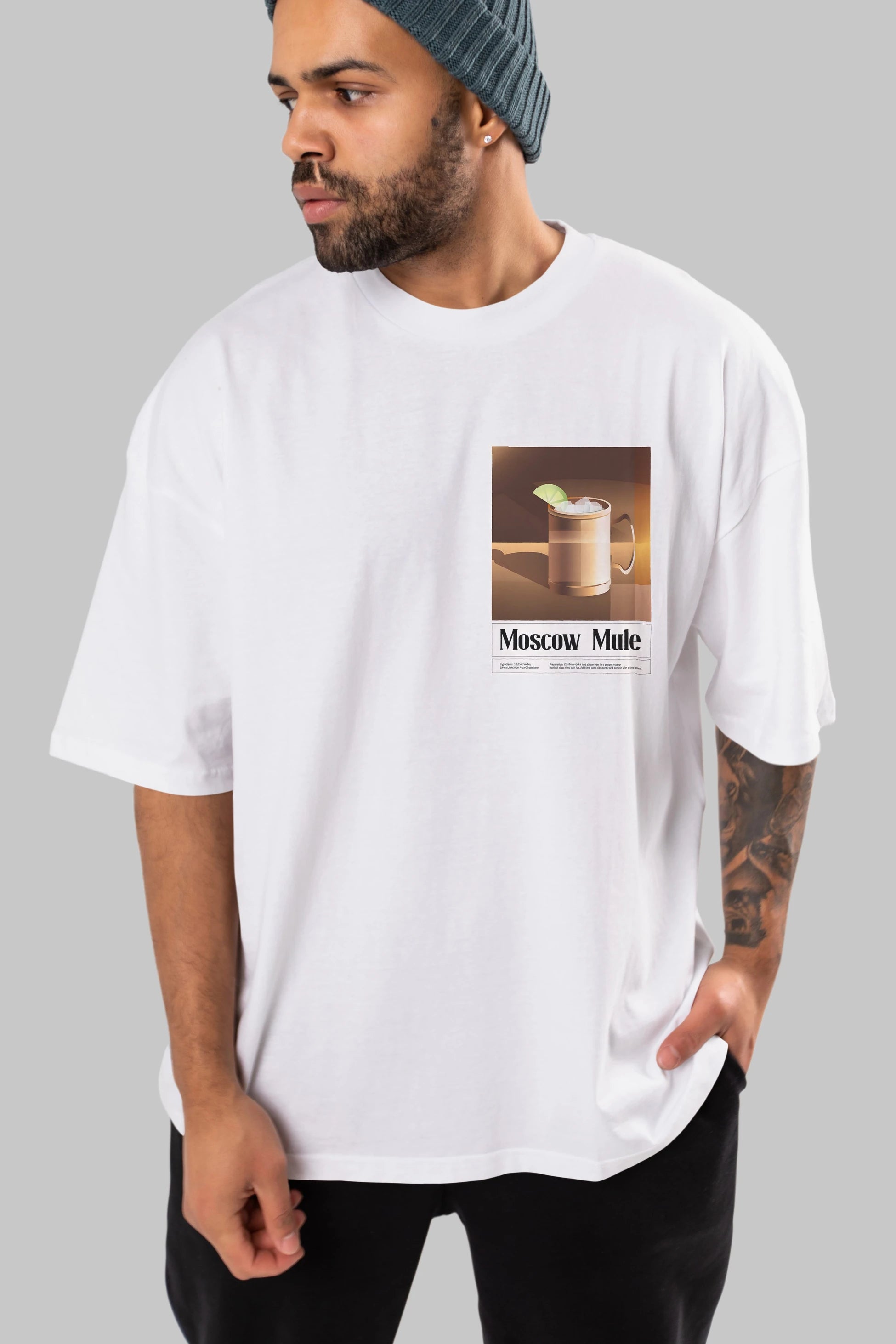 Moscow Mule 3 Ön Sol Baskılı Oversize t-shirt Erkek Kadın Unisex %100 Pamuk Bisiklet Yaka tişort