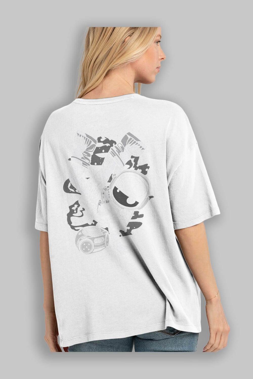 Space Breakdance Arka Baskılı Oversize t-shirt Erkek Kadın Unisex
