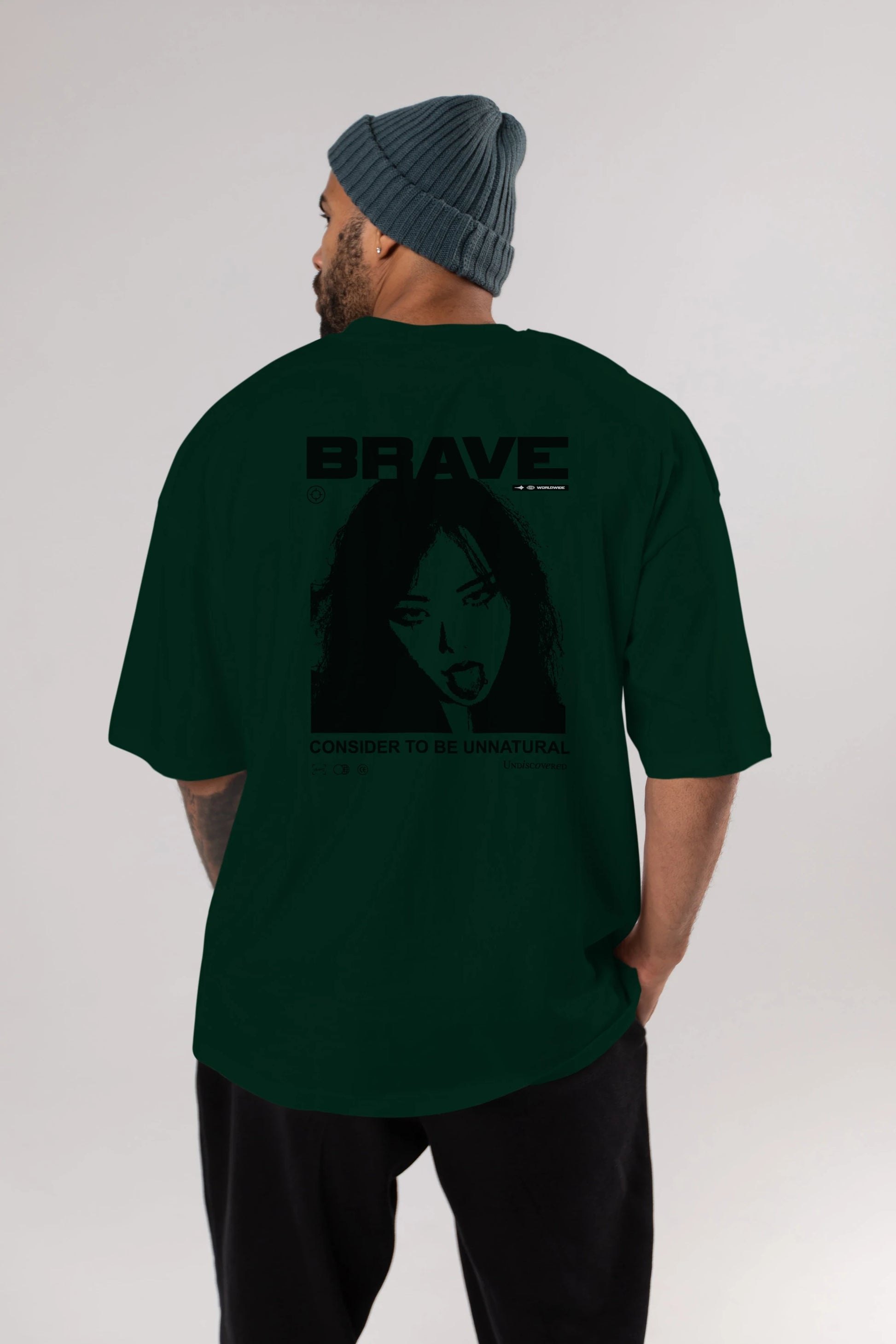 Brave Arka Baskılı Oversize t-shirt Erkek Kadın Unisex