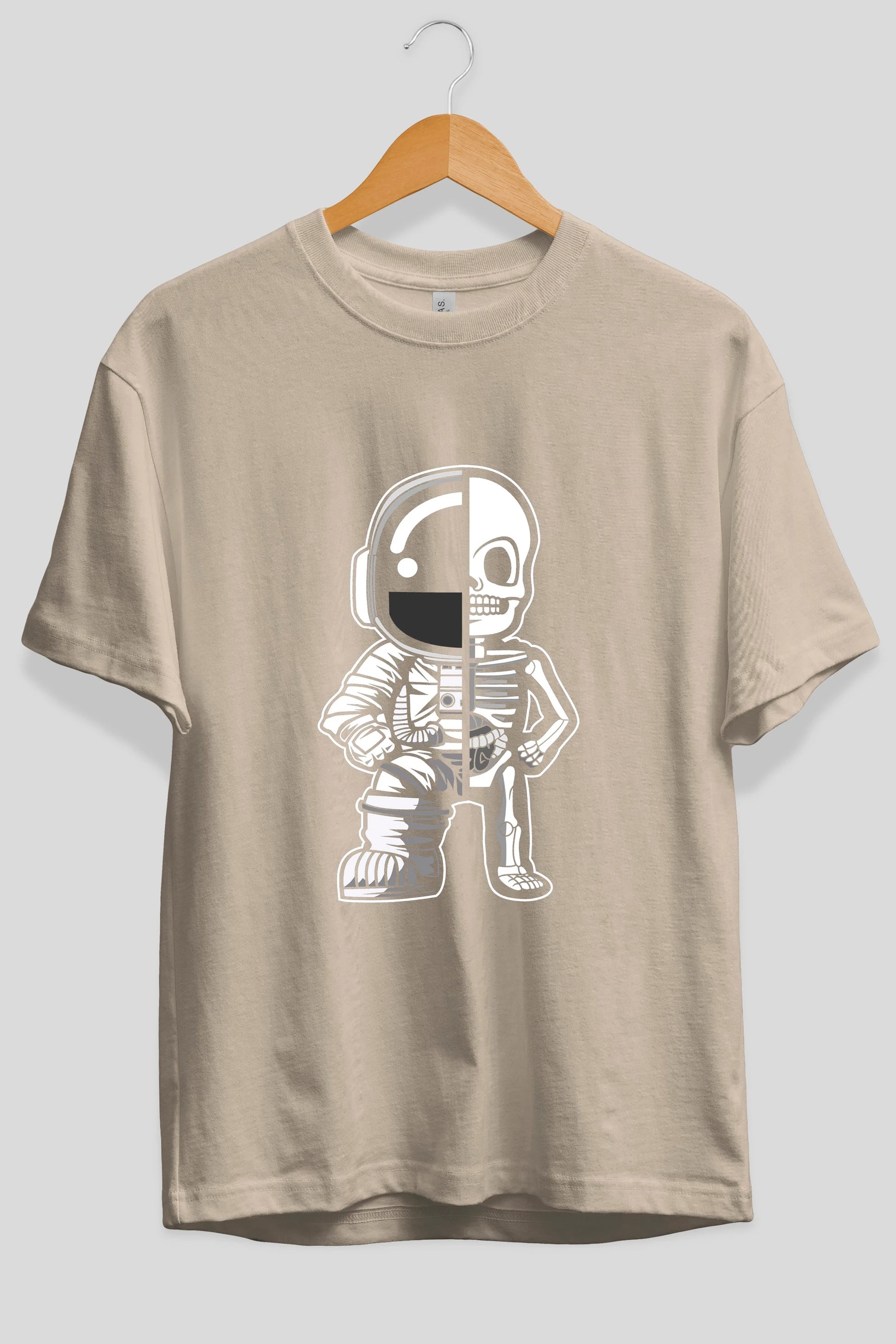 Astronaut Half Skeleton Ön Baskılı Oversize t-shirt Erkek Kadın Unisex