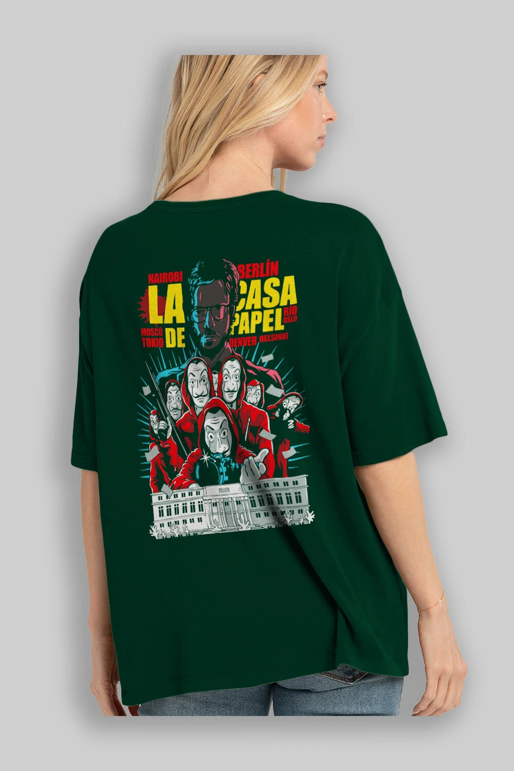 La Casa De Papel (6) Arka Baskılı Oversize t-shirt Erkek Kadın Unisex %100 Pamuk Bisiklet Yaka tişort