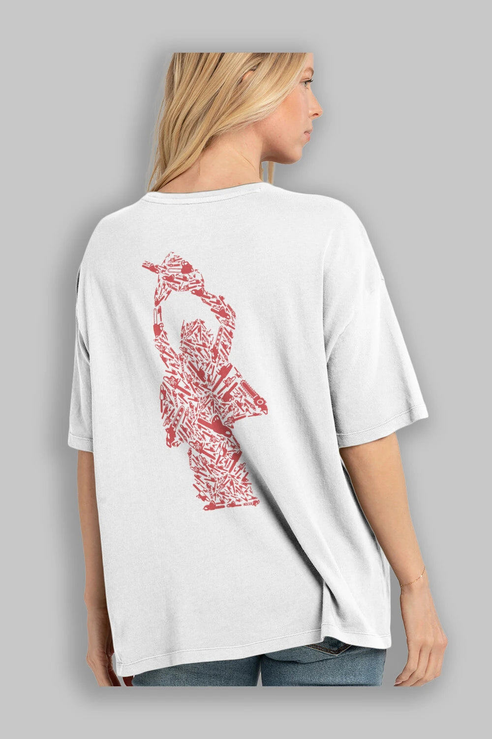Chainsaw Arka Baskılı Oversize t-shirt %100 pamuk Erkek Kadın Unisex