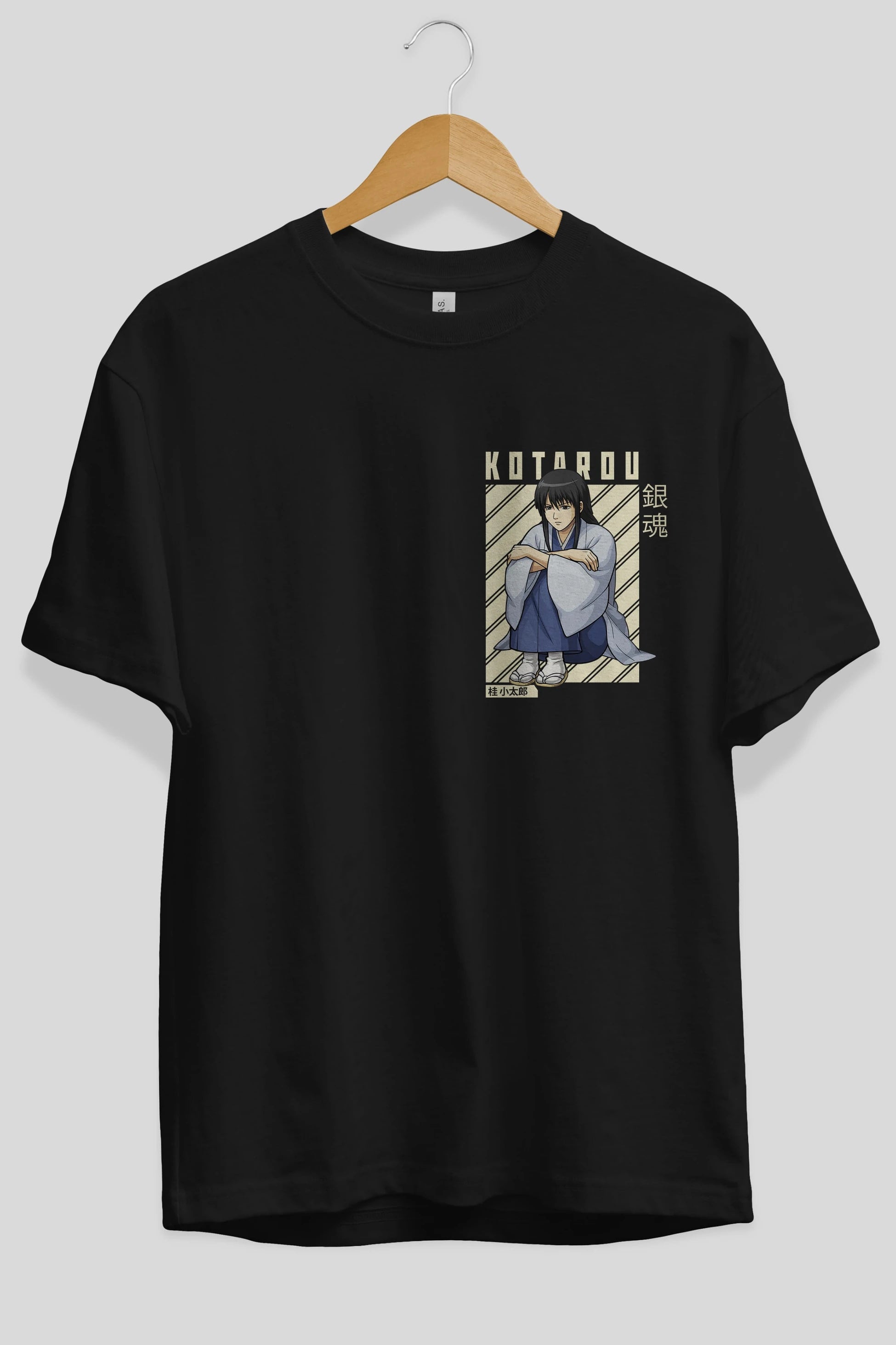 Kotarou Katsura GINTAMA Ön Sol Baskılı Oversize t-shirt Erkek Kadın Unisex %100 Pamuk Bisiklet Yaka tişort
