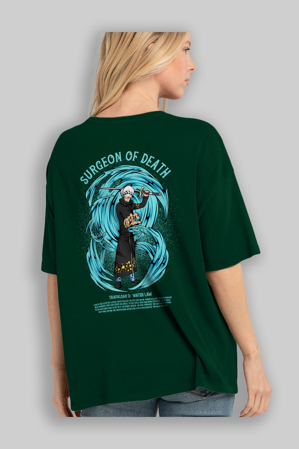 Trafalgad D. Water Law Anime Arka Baskılı Oversize t-shirt Erkek Kadın Unisex
