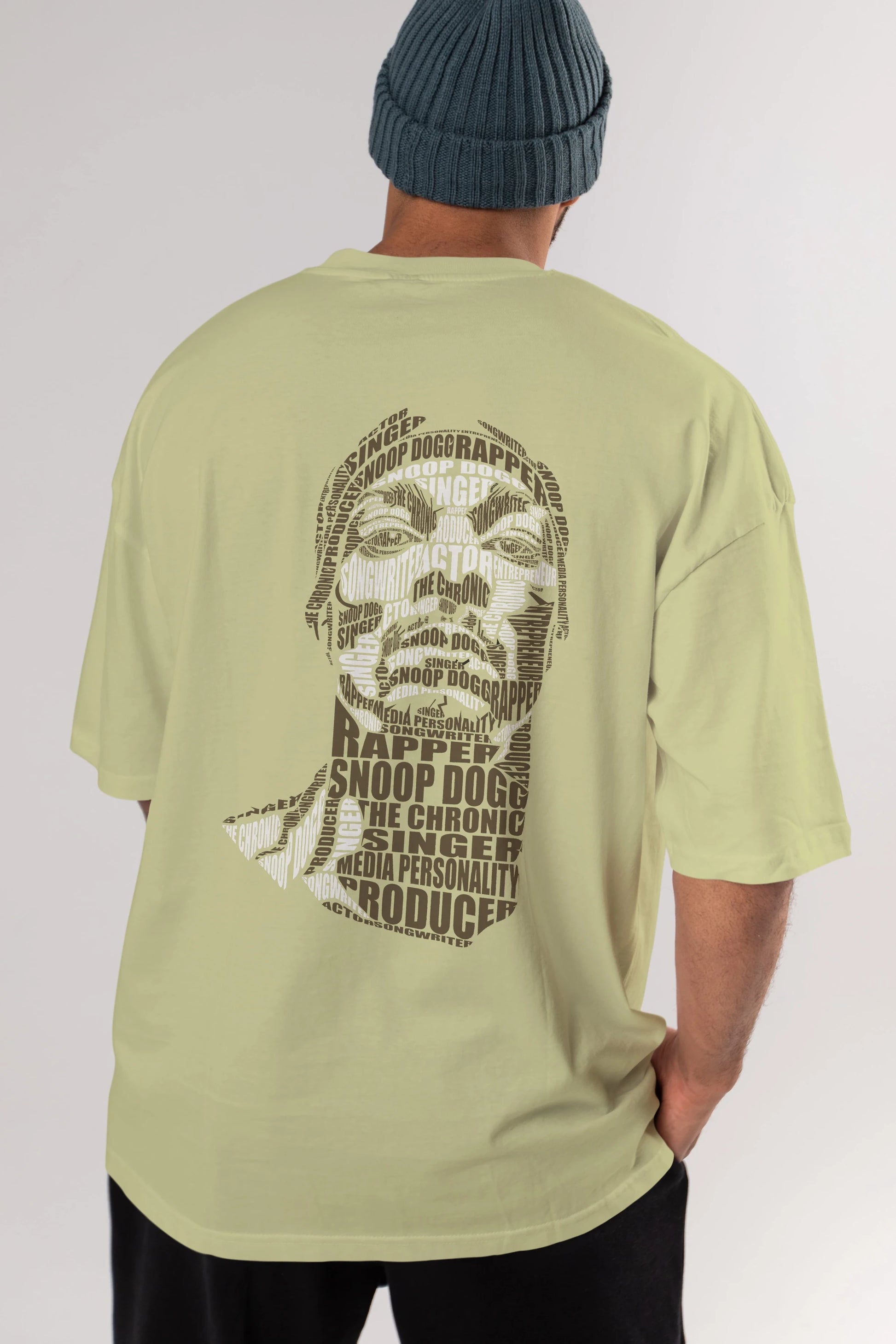 Snoop Dogg Calligram Arka Baskılı Oversize t-shirt %100 pamuk Erkek Kadın Unisex