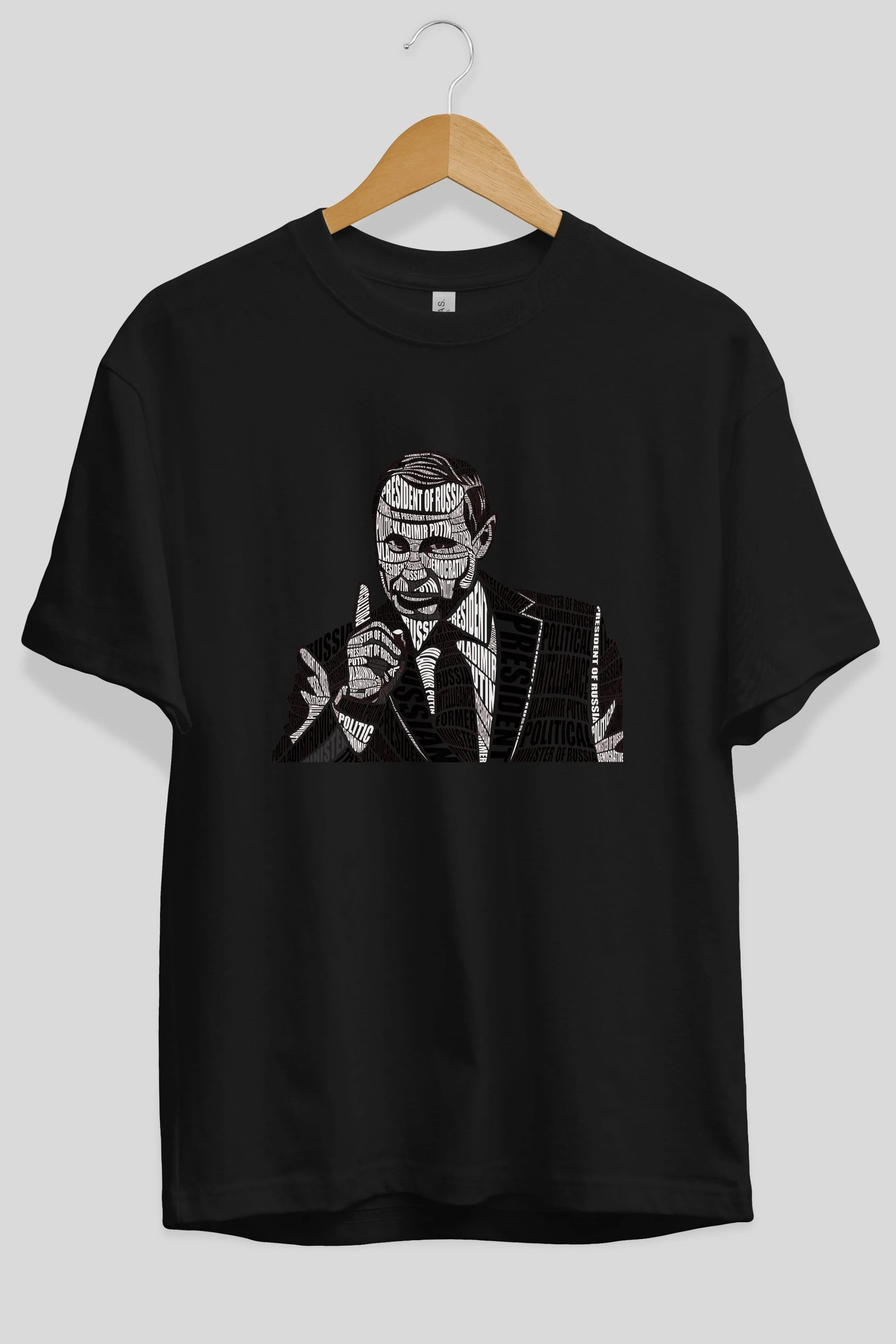 Putin Calligram Ön Baskılı Oversize t-shirt %100 pamuk Erkek Kadın Unisex