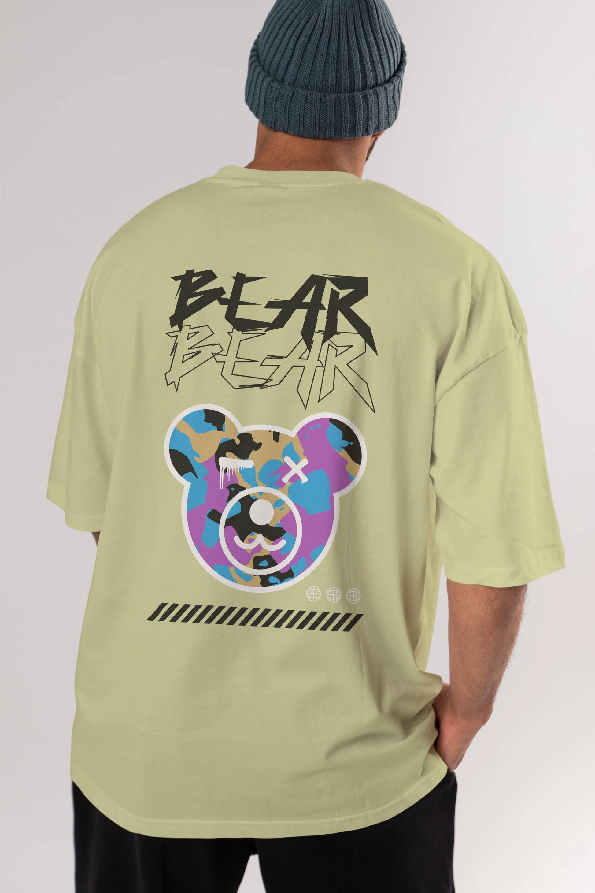 Bear Bear Arka Baskılı Oversize t-shirt Erkek Kadın Unisex