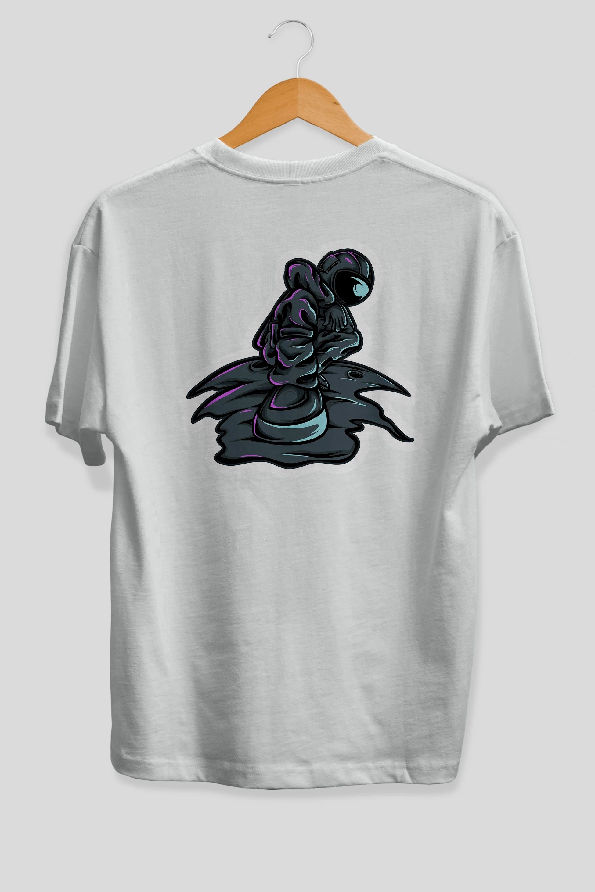 Stylish Astronaut Sticker Arka Baskılı Oversize t-shirt Erkek Kadın Unisex