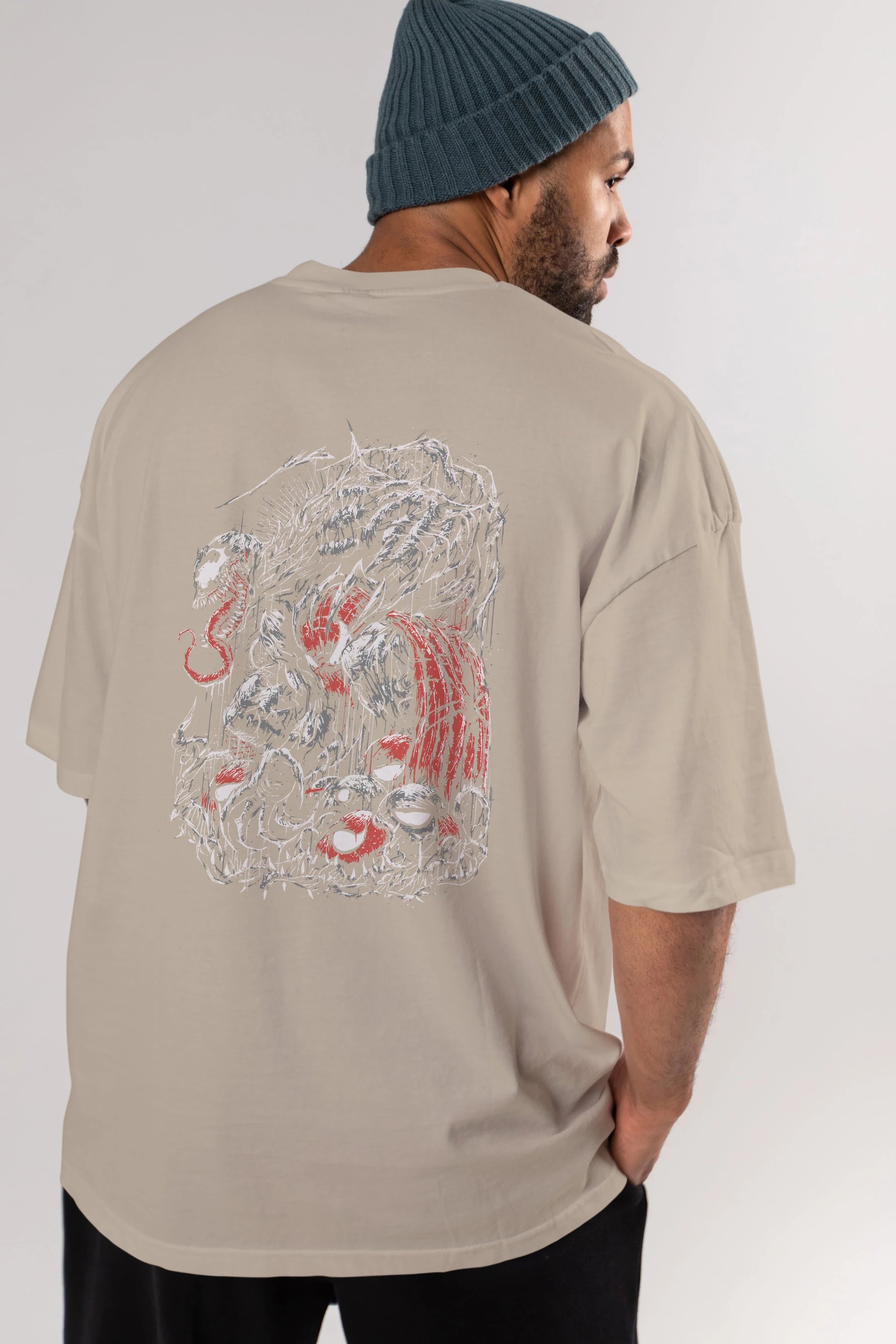Venom (14) Arka Baskılı Oversize t-shirt Erkek Kadın Unisex %100 Pamuk Bisiklet Yaka tişort