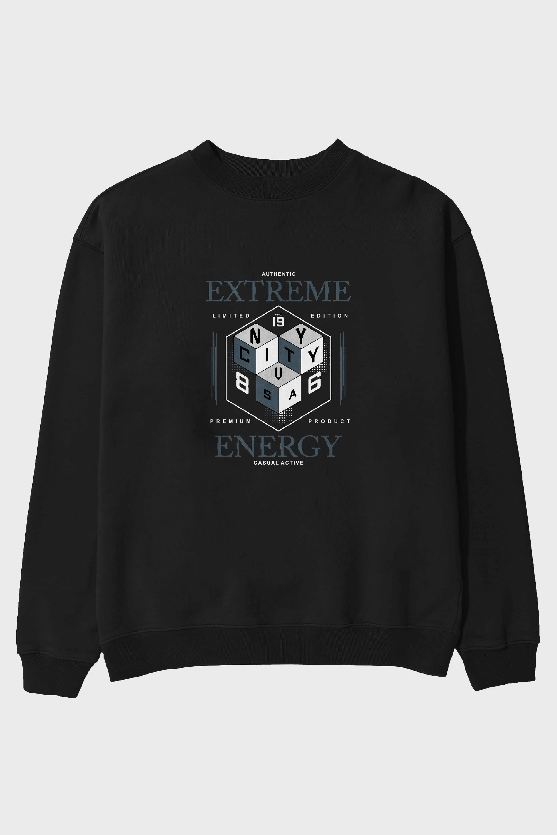 Extreme Energy Ön Baskılı Oversize Sweatshirt Erkek Kadın Unisex
