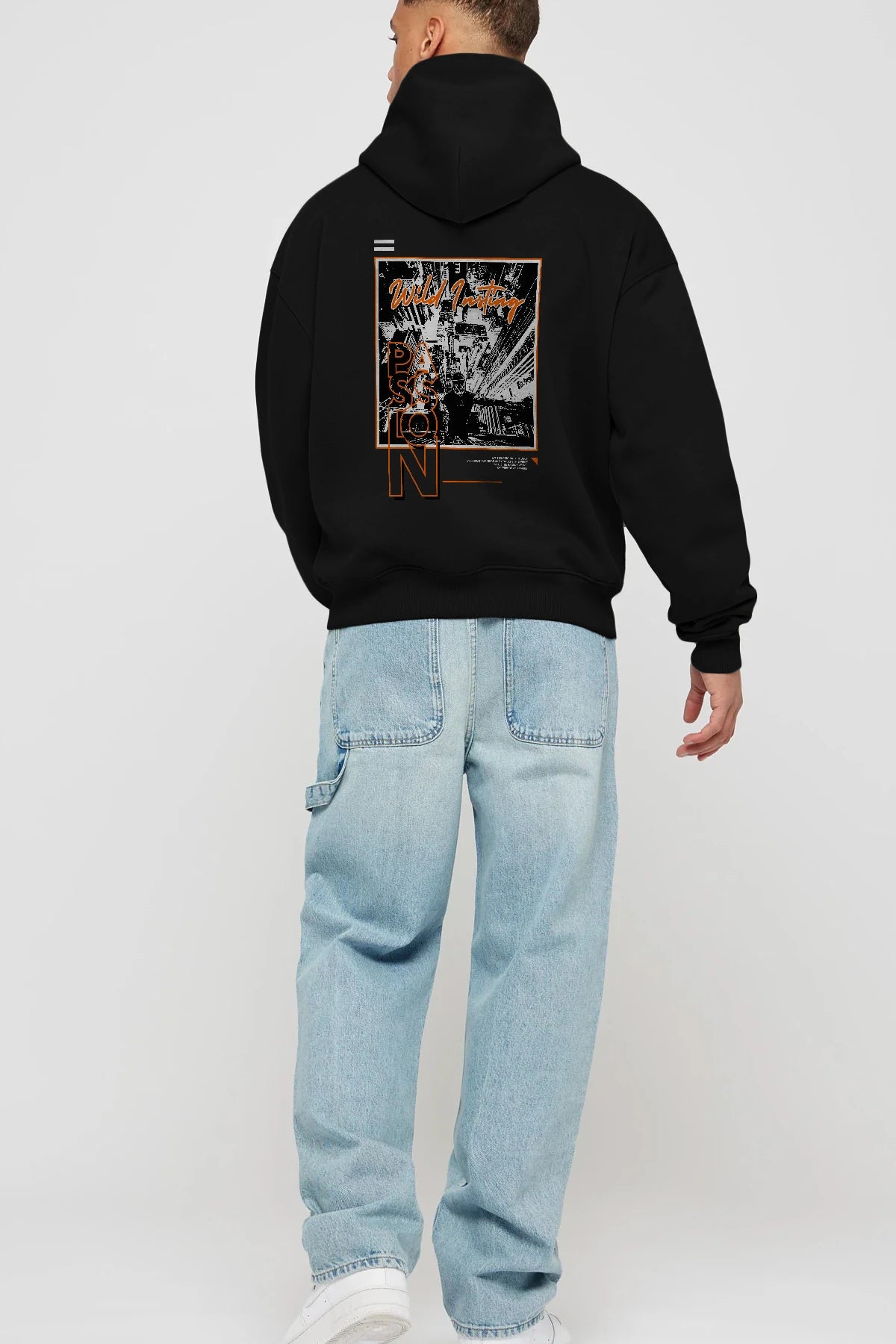 Wild Passion Arka Baskılı Hoodie Oversize Kapüşonlu Sweatshirt Erkek Kadın Unisex